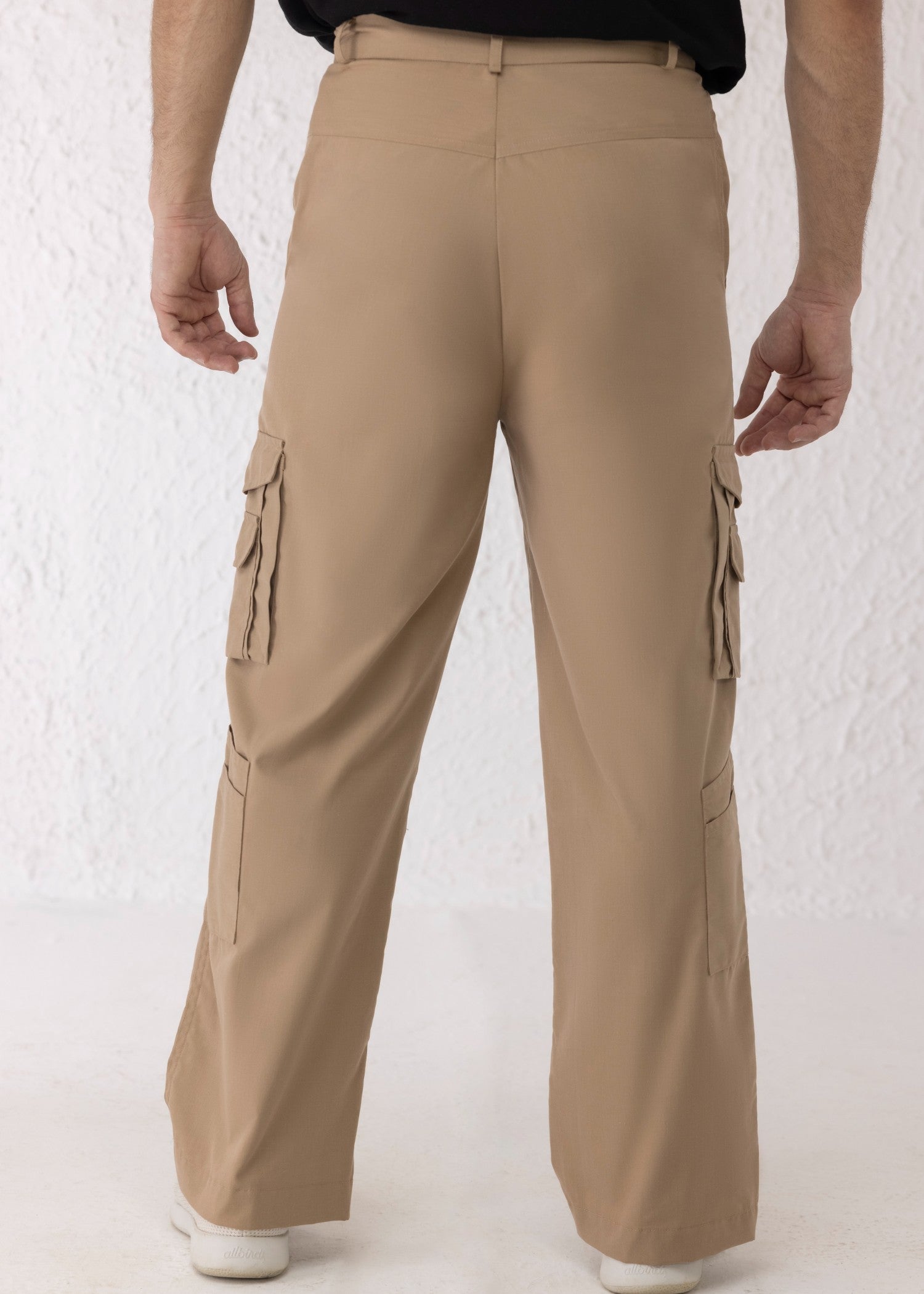 twill cotton Trousers in Khaki brown