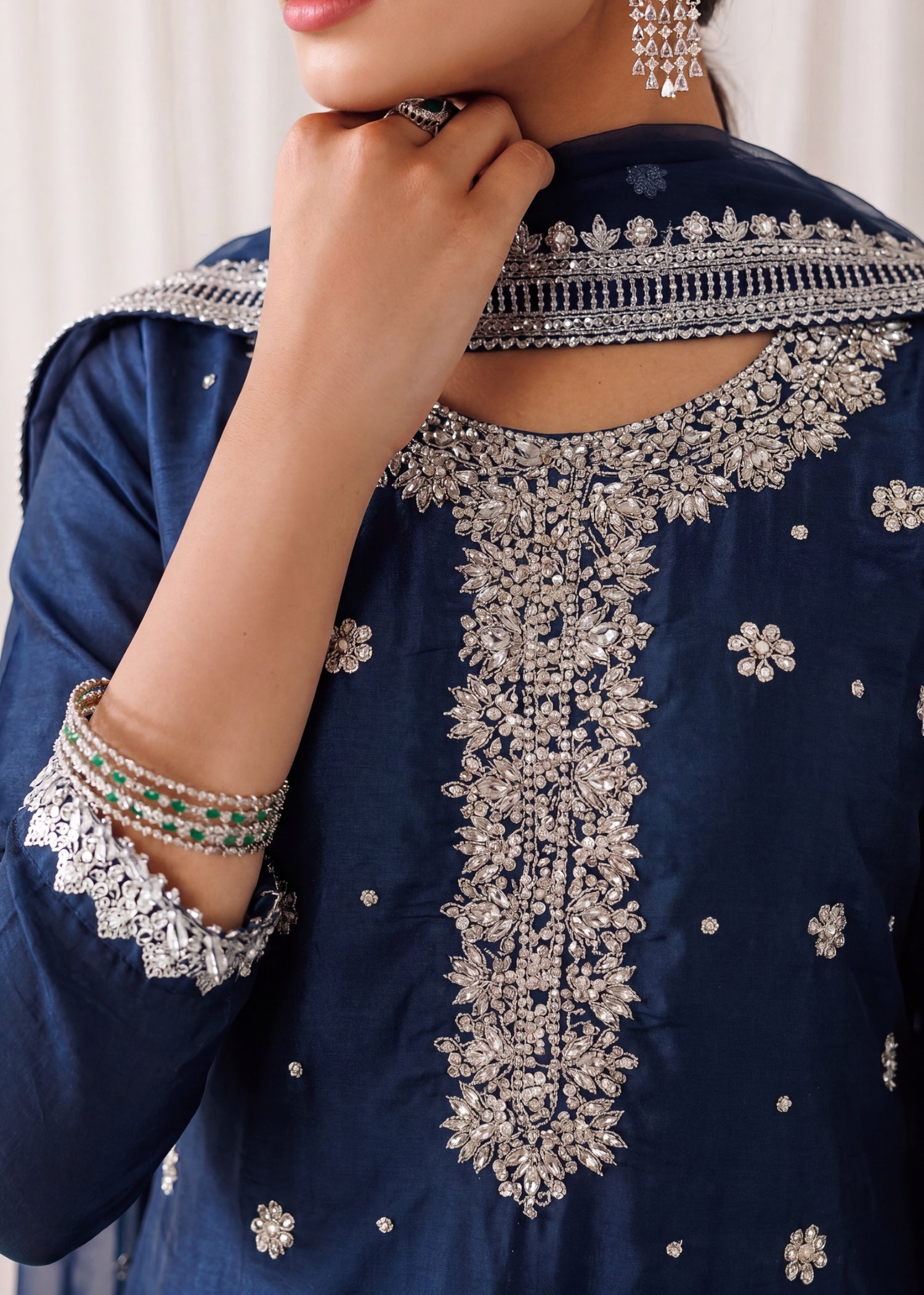 silk Sharara in Cobalt blue