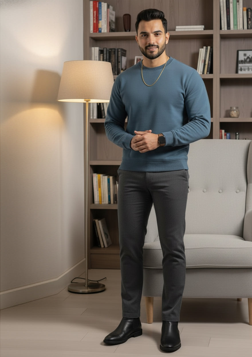 fleece Sweatshirt in Steel blue