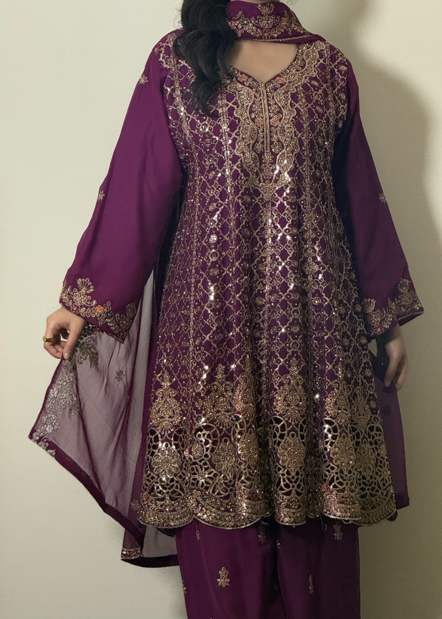 chiffon Short Frock in Purple
