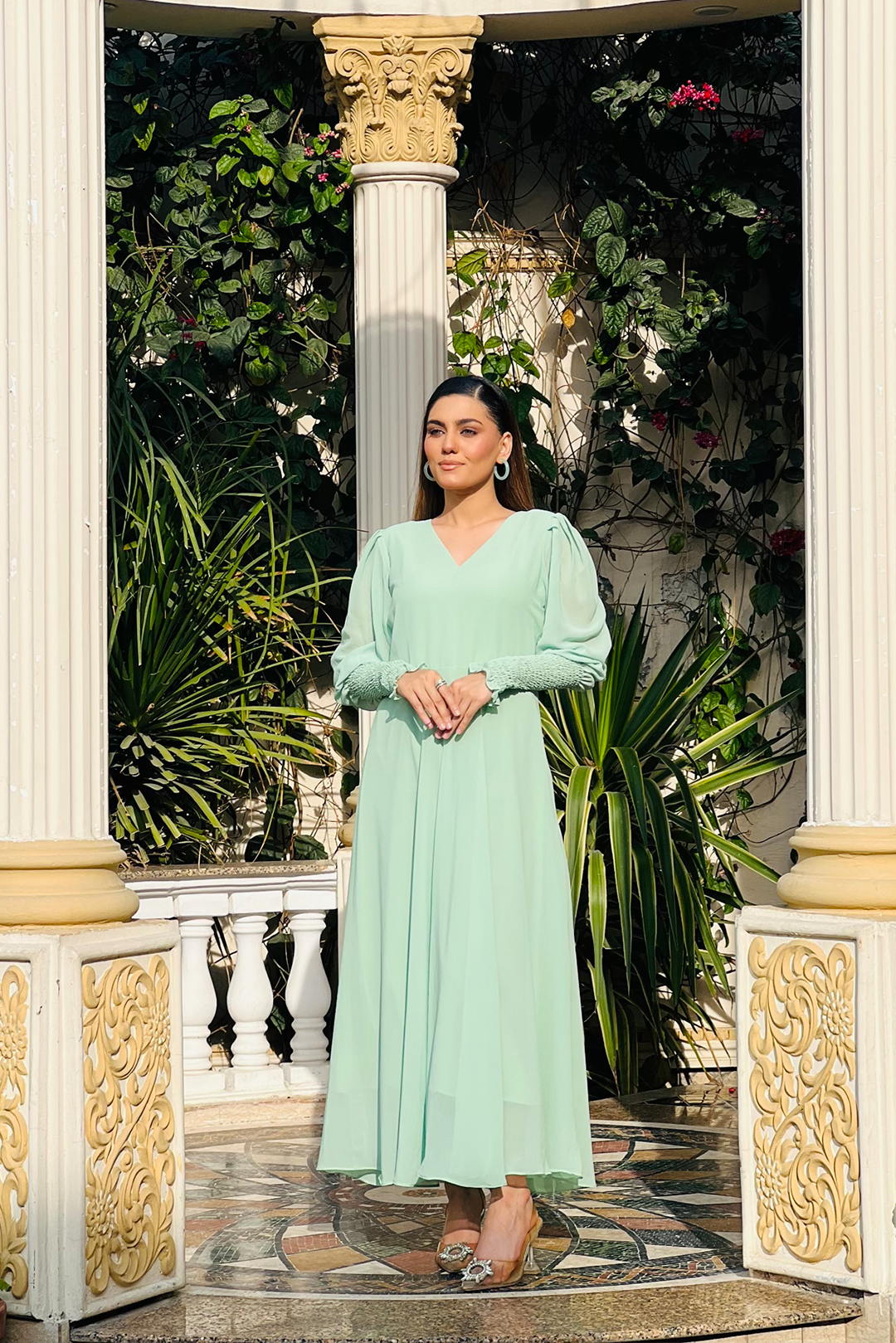 chiffon Dress in Mint green