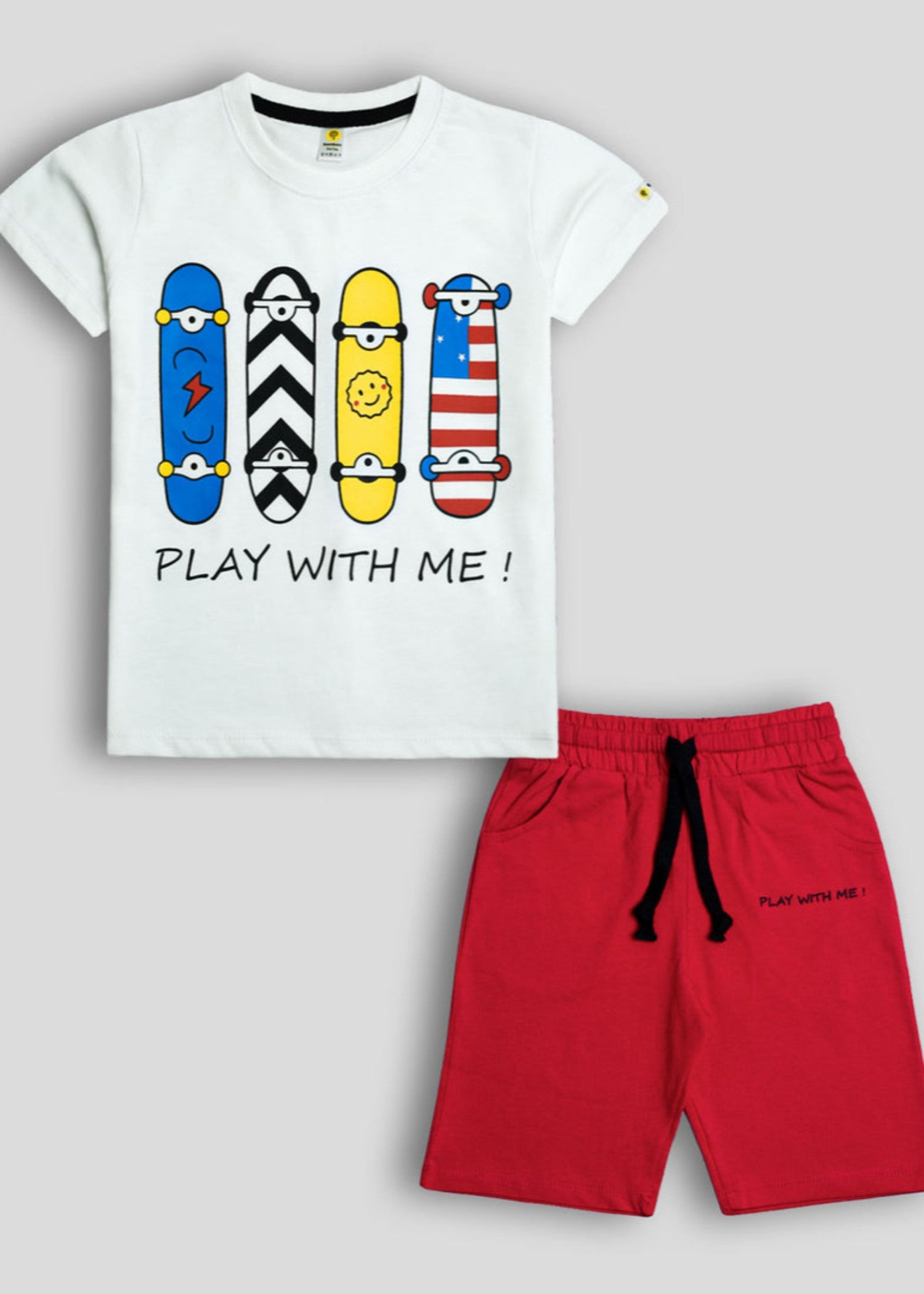 cotton Co ord Sets in White, red