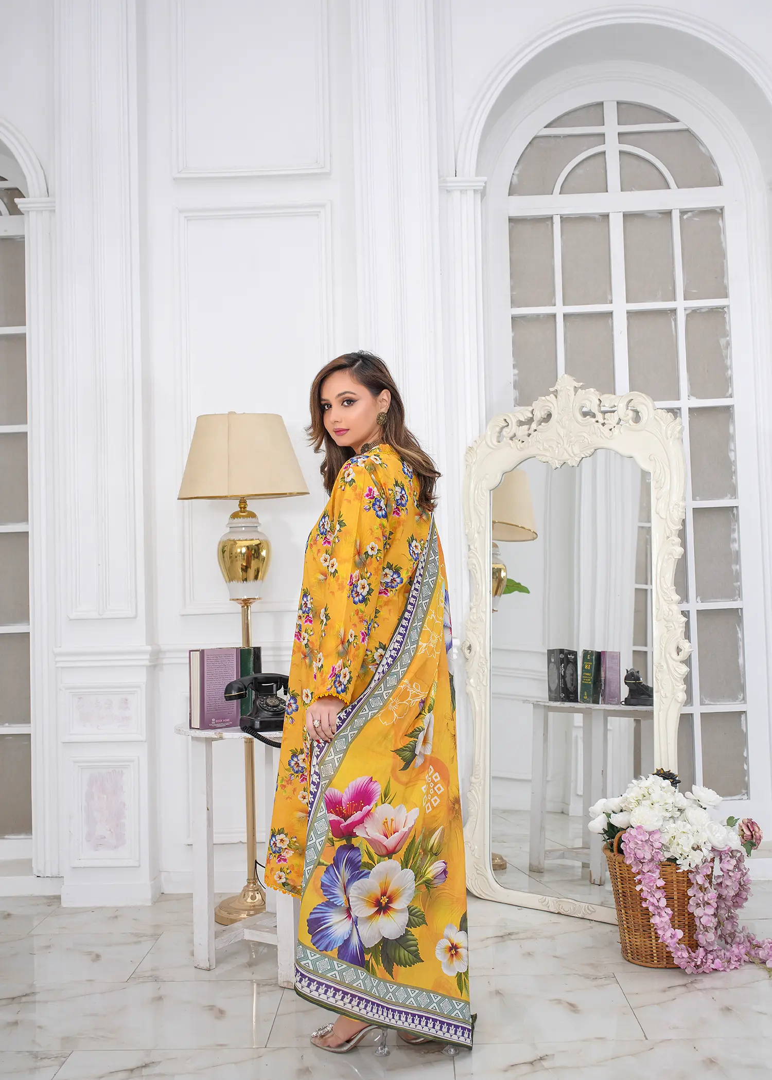 lawn Kurta Set in Corn
