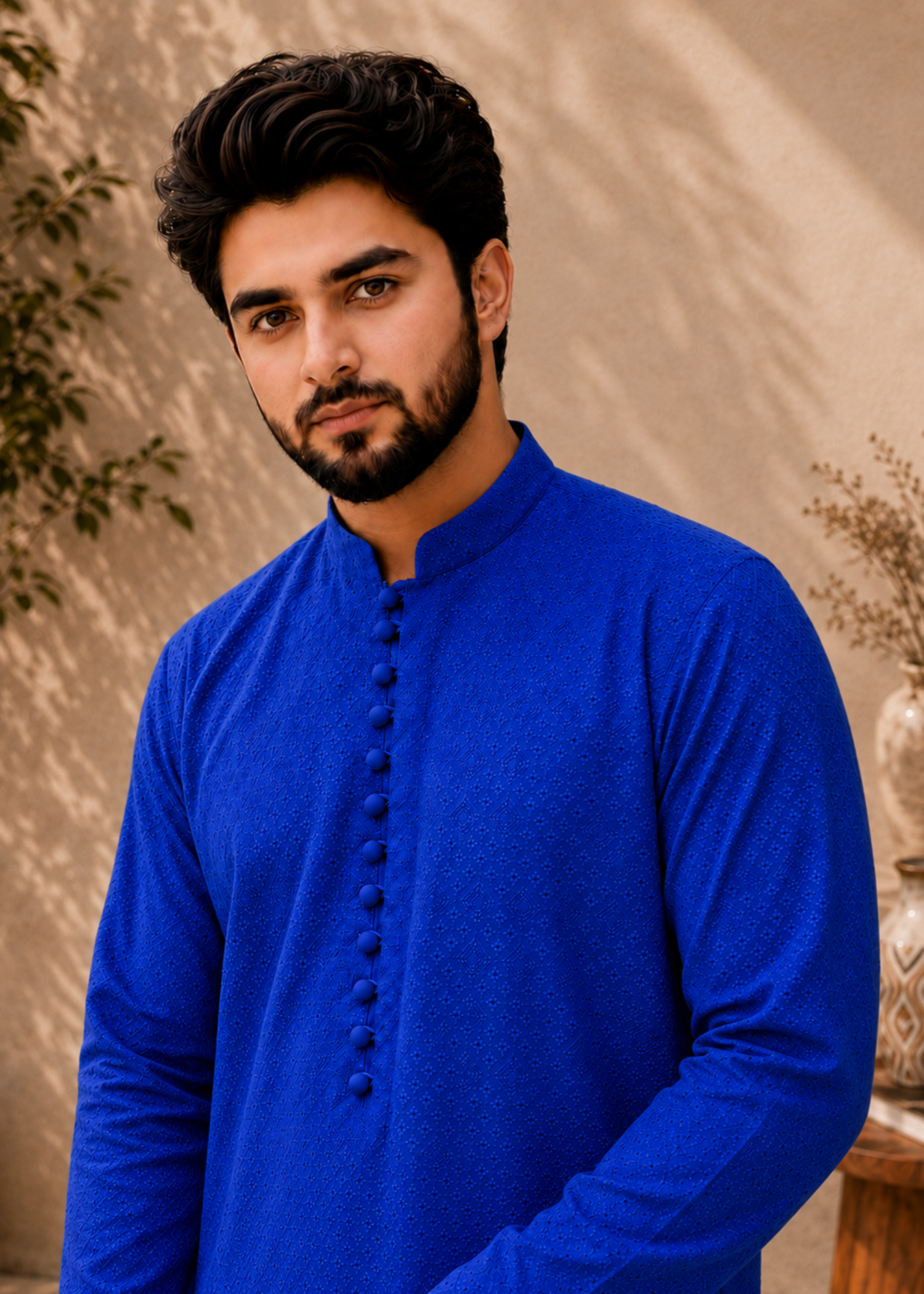 chikankari cotton Kurta Set in Royal blue