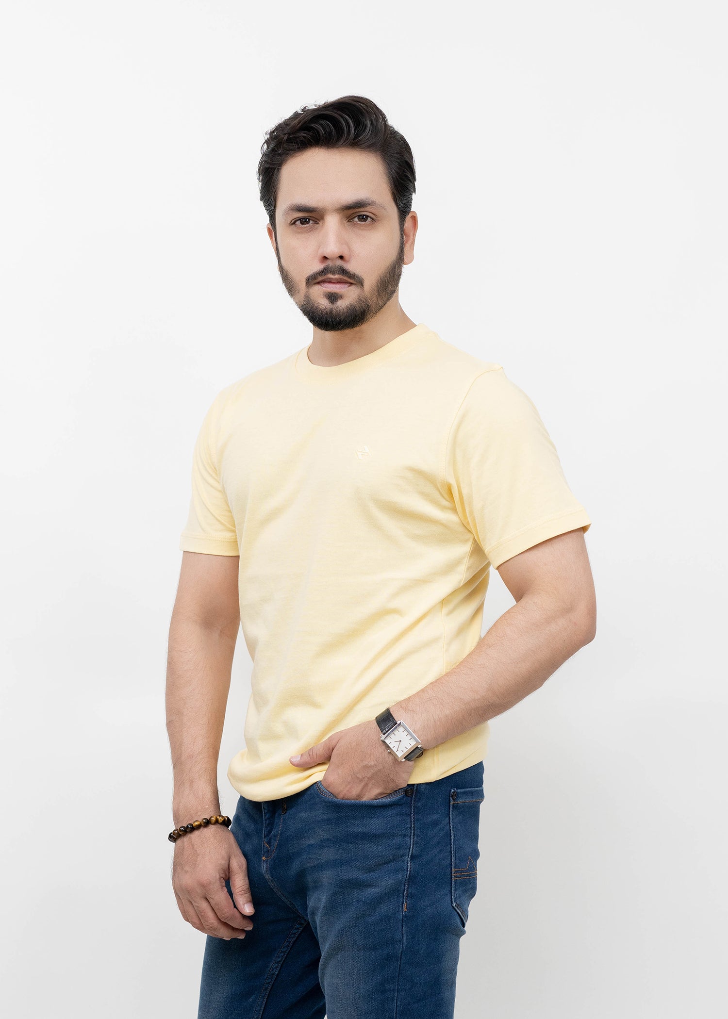 cotton jersey T Shirt in Yellow
