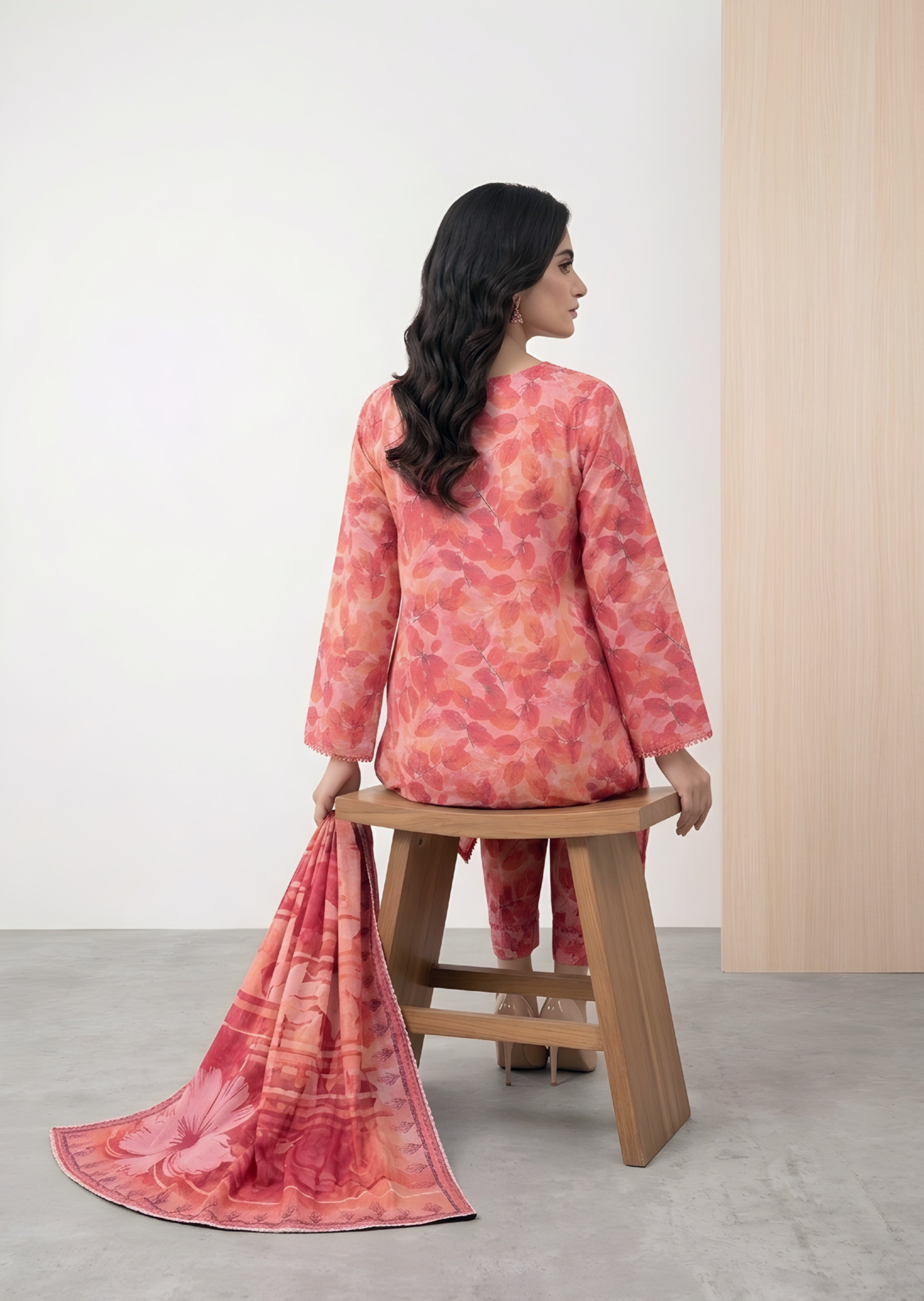 khaddar Kurta Set in Light pink