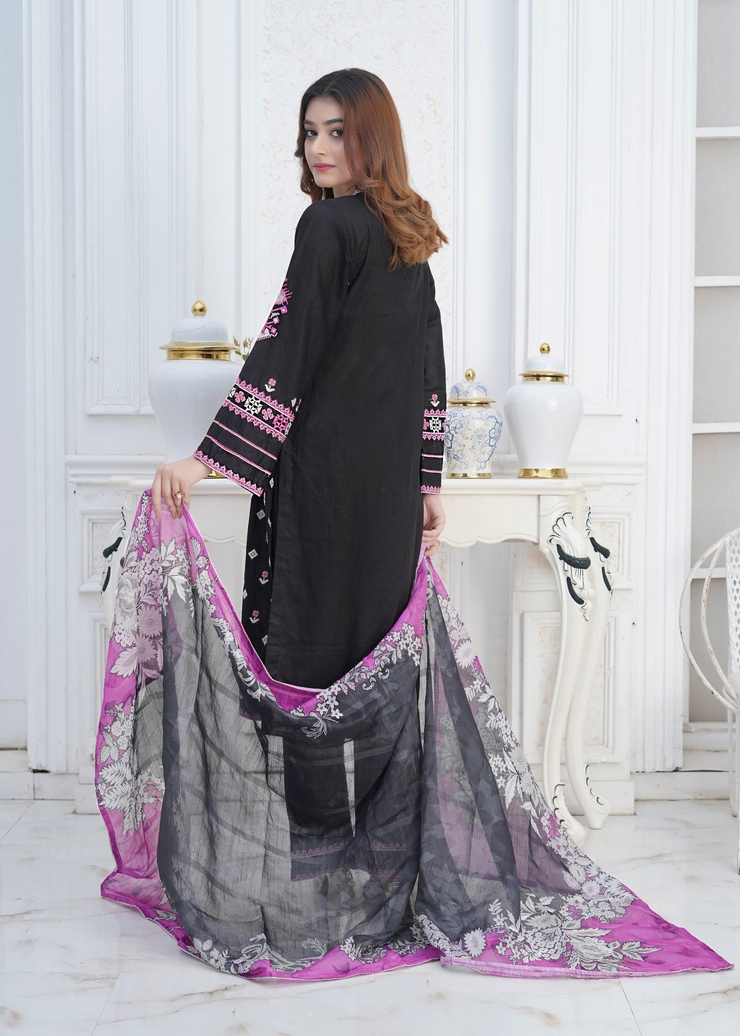 cotton Kurta Set in Jet black