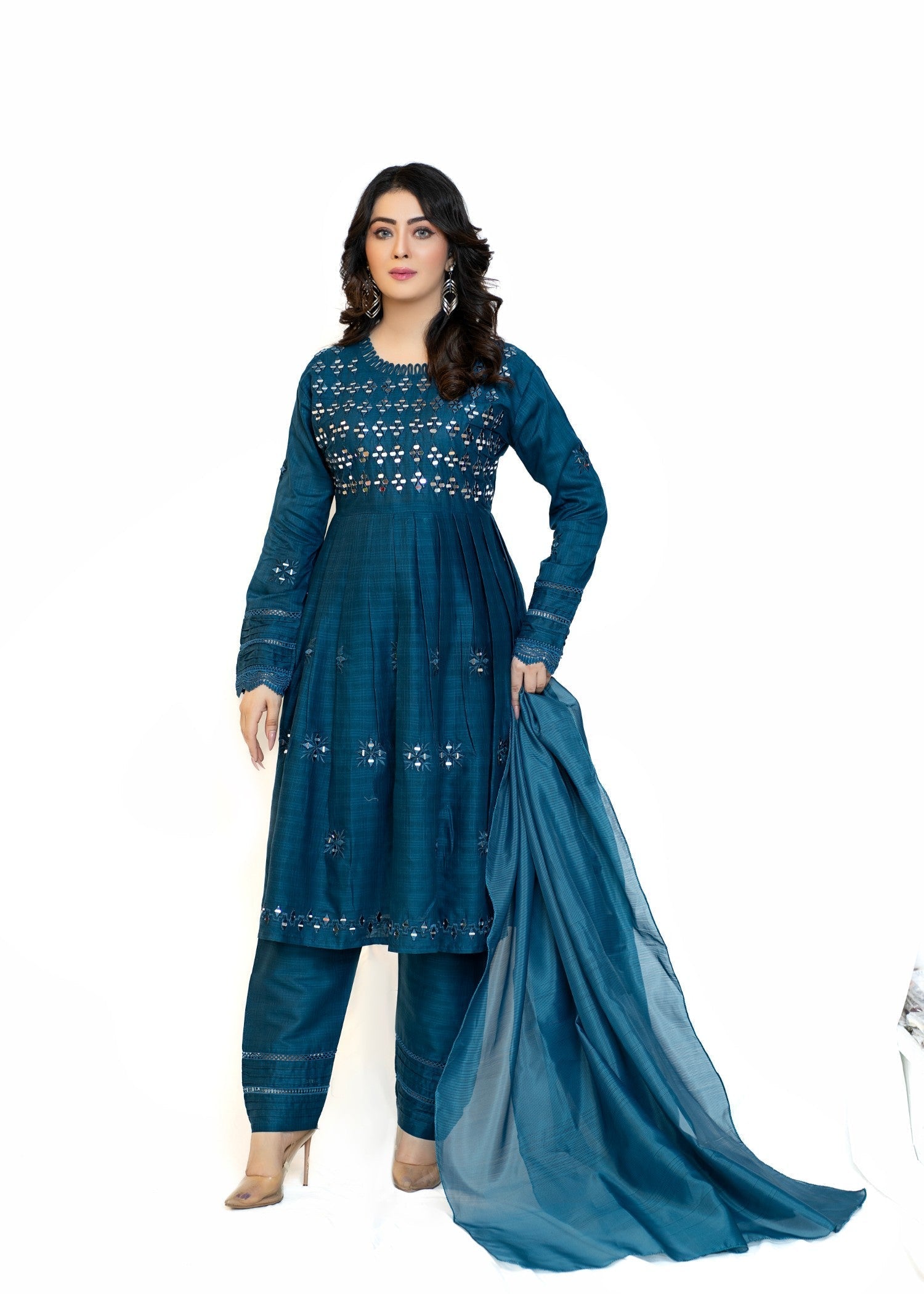 cotton Short Frock in Teal