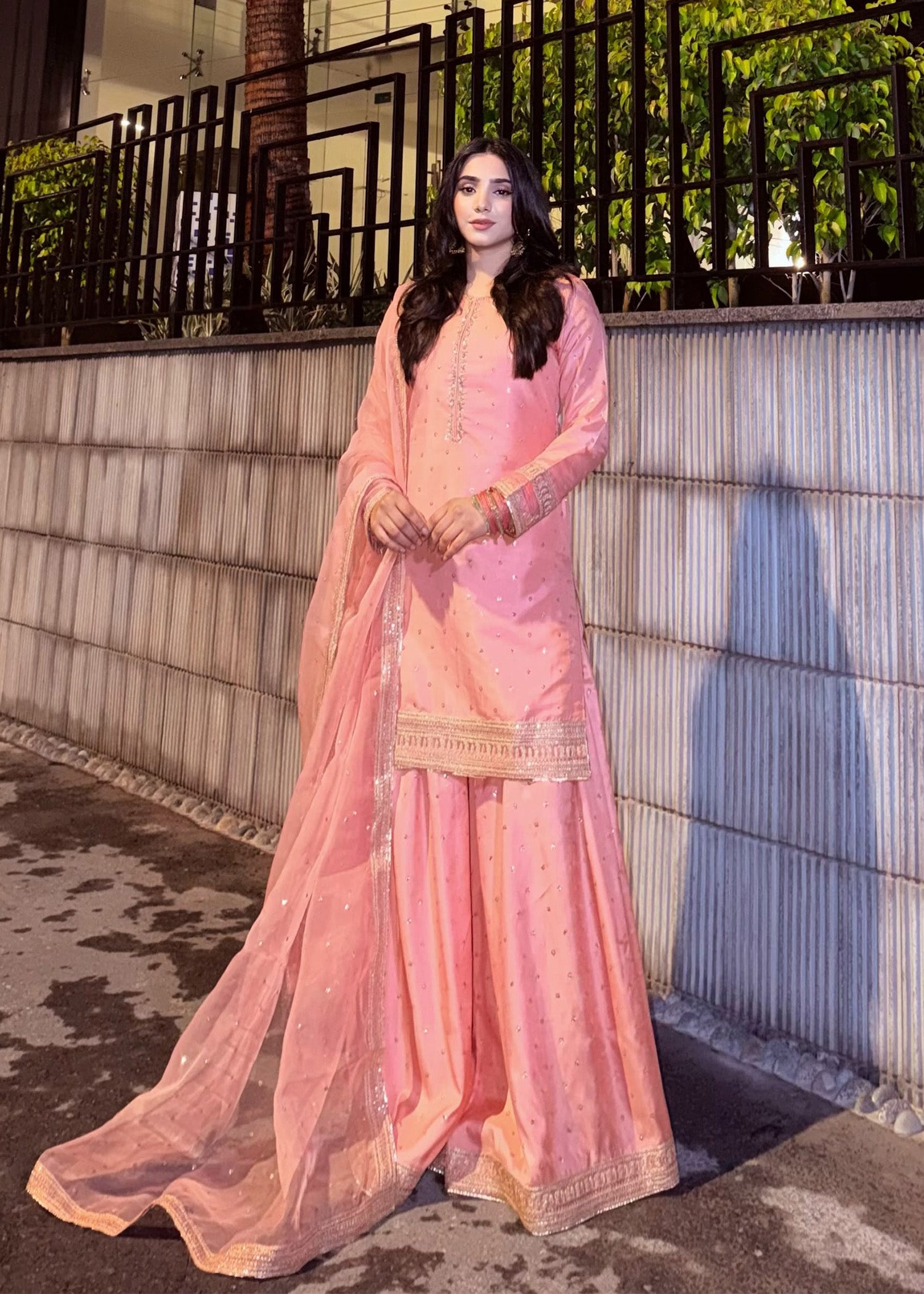 silk Sharara in Pink