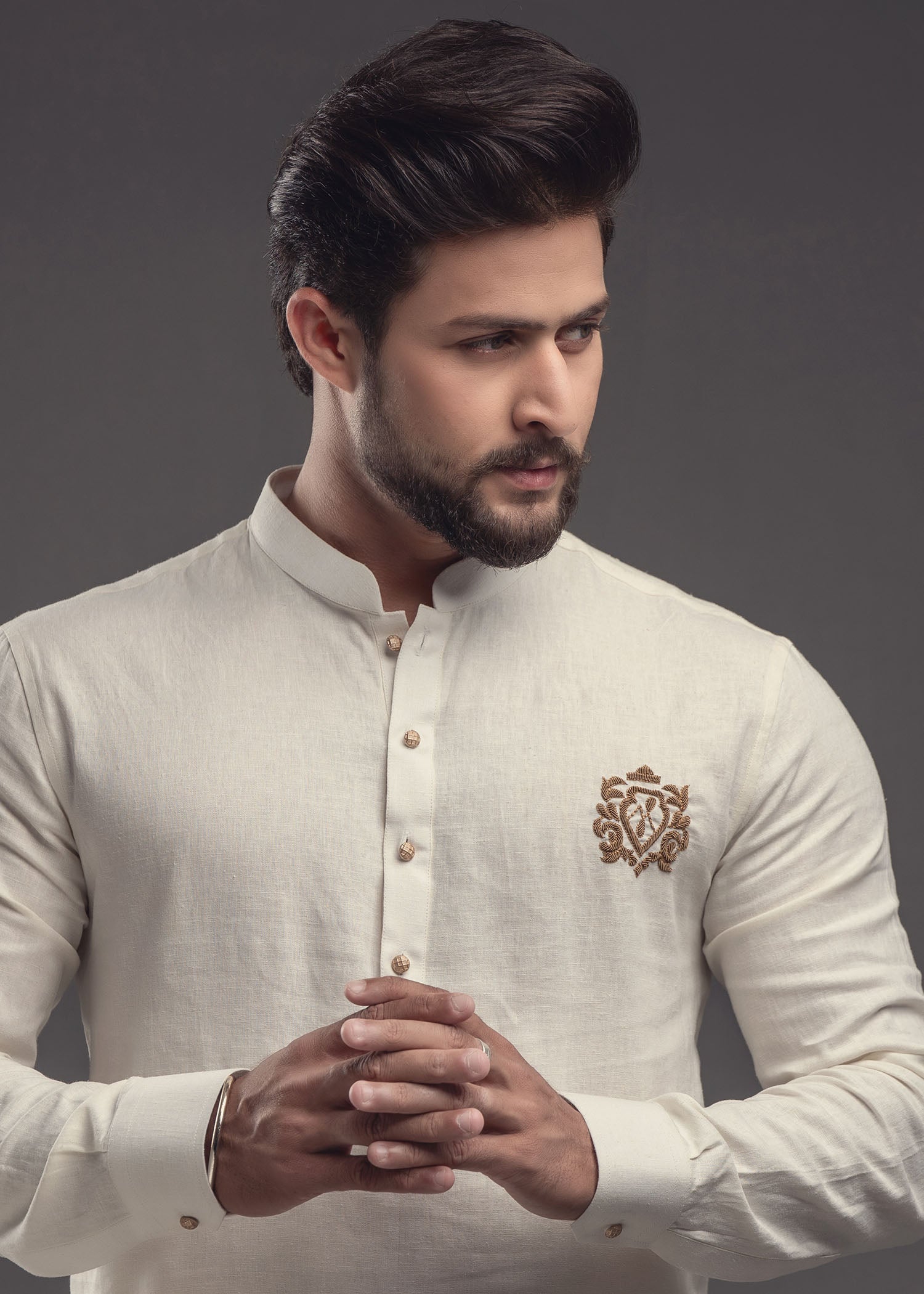 cotton linen Kurta Set in White