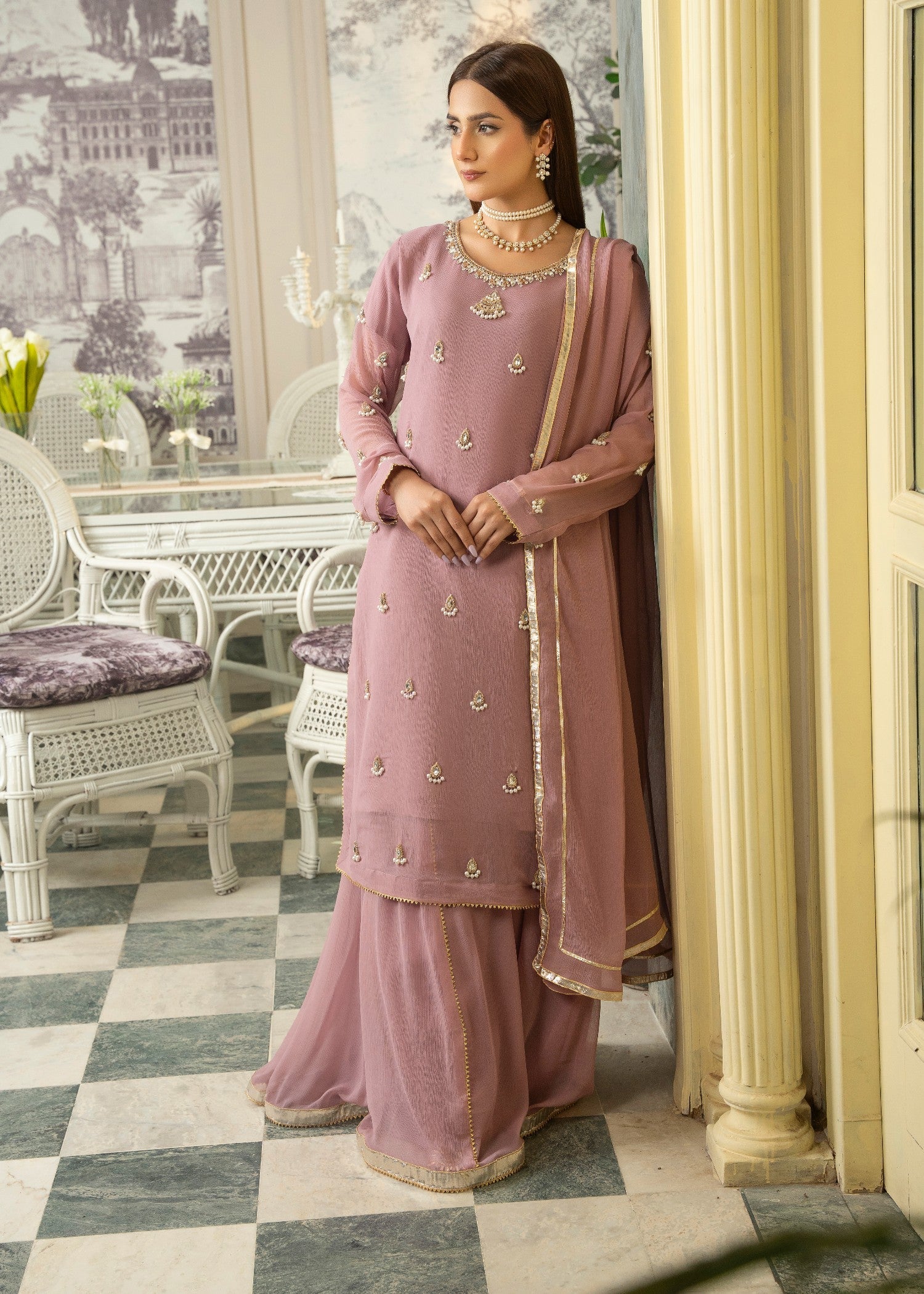 chiffon Sharara in Lilac