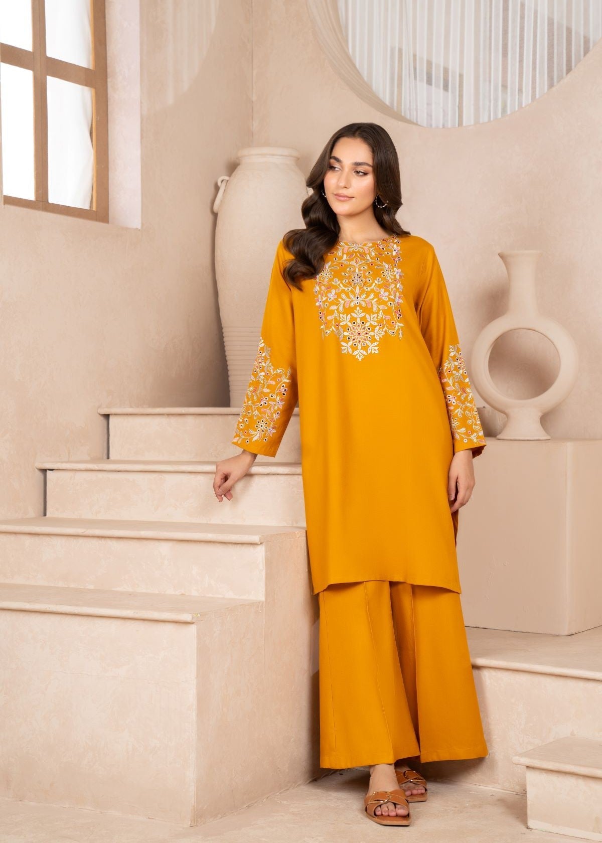 karandi Kurta Set in Mustard