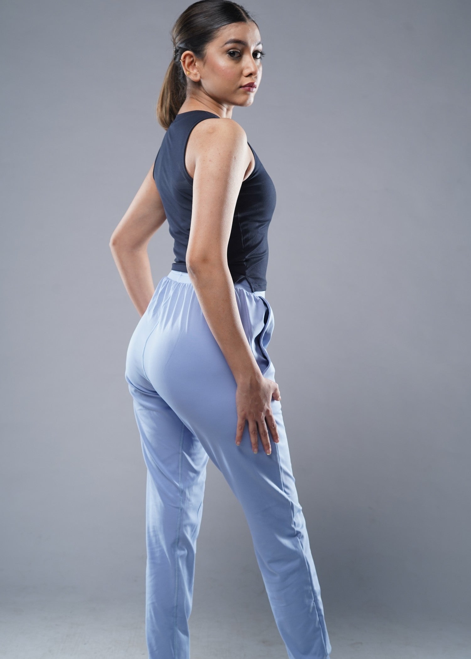 polyester Trousers in Light blue