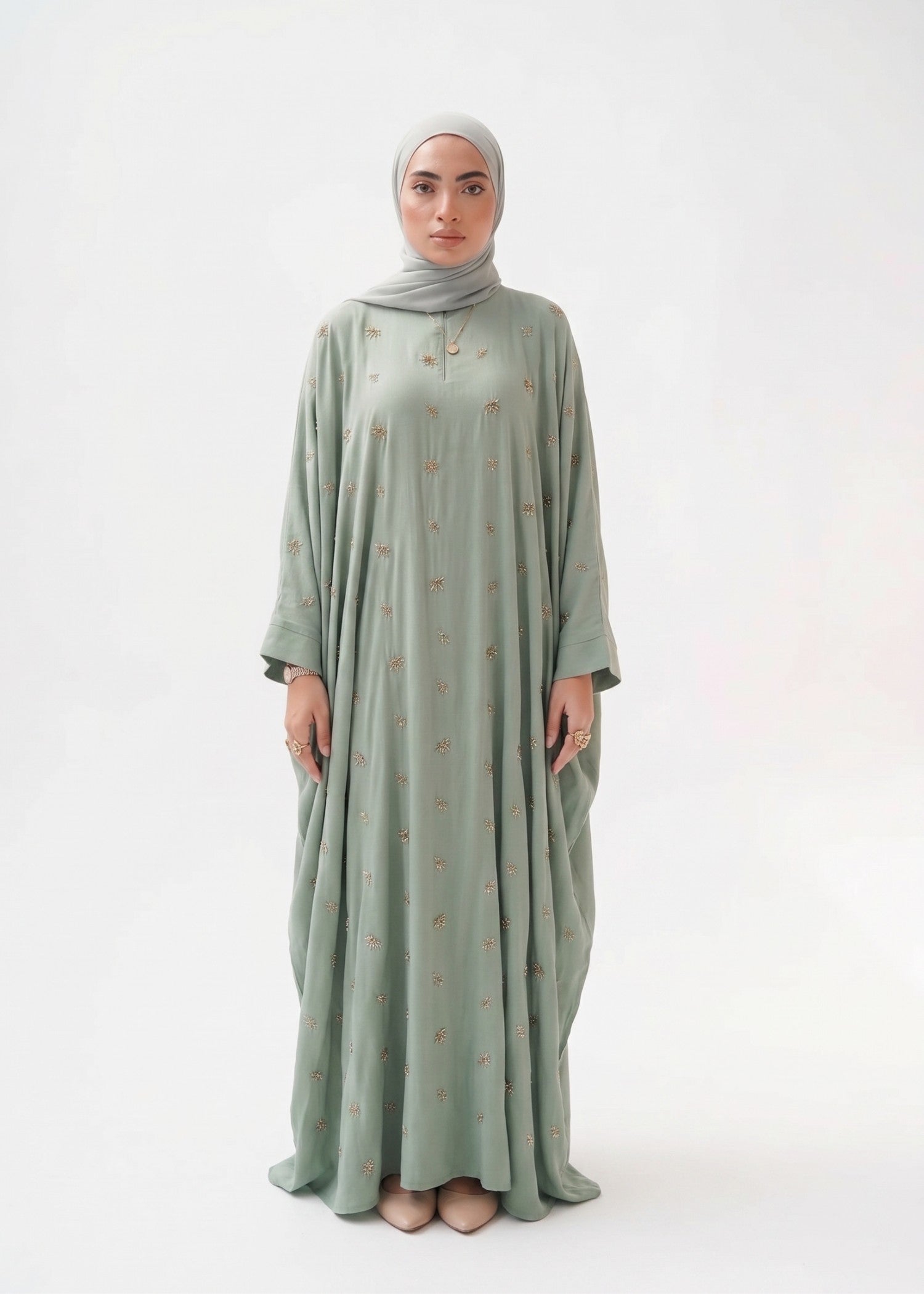 crinkle Abaya in Sage green