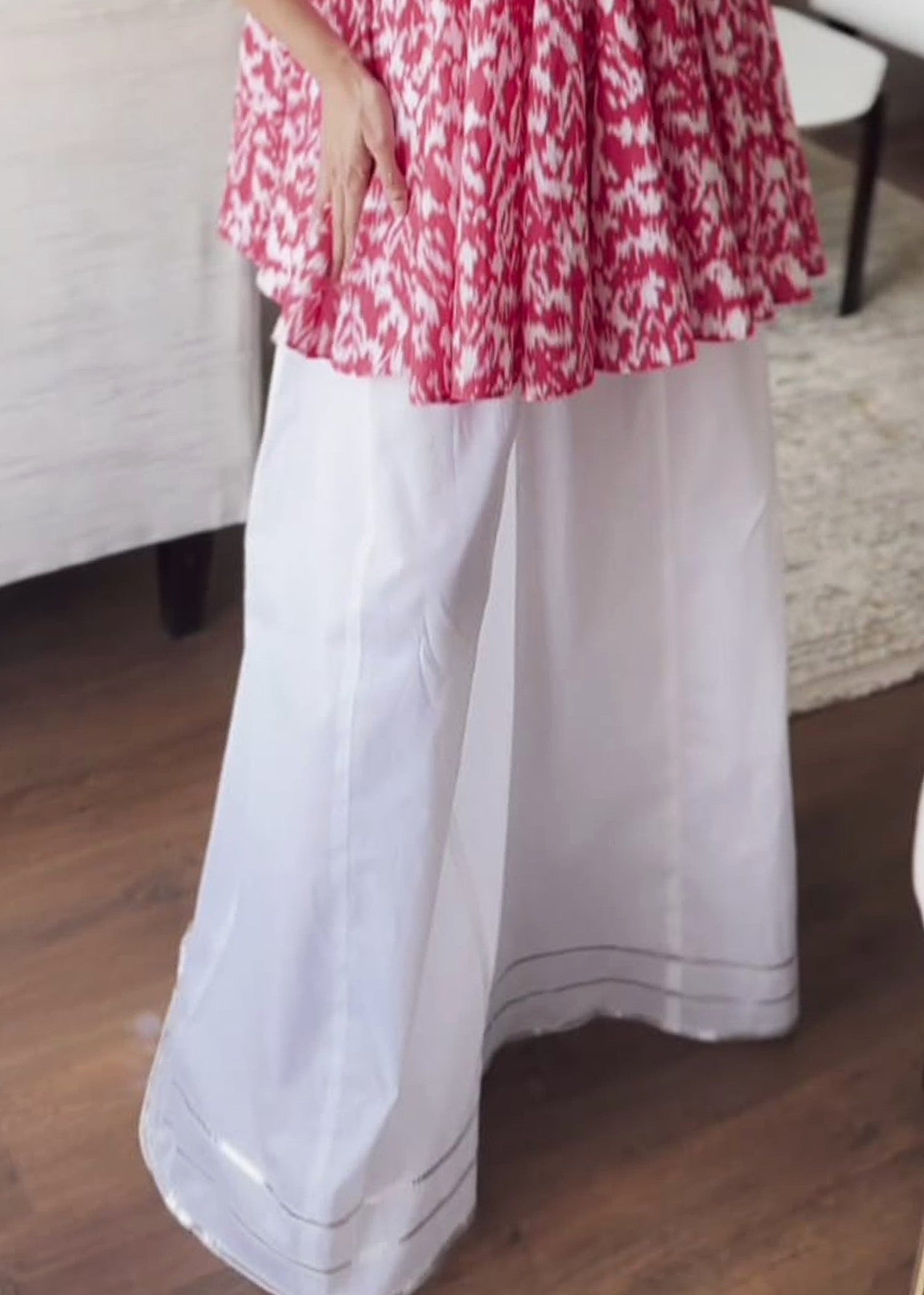 lawn Peplum in Hot pink