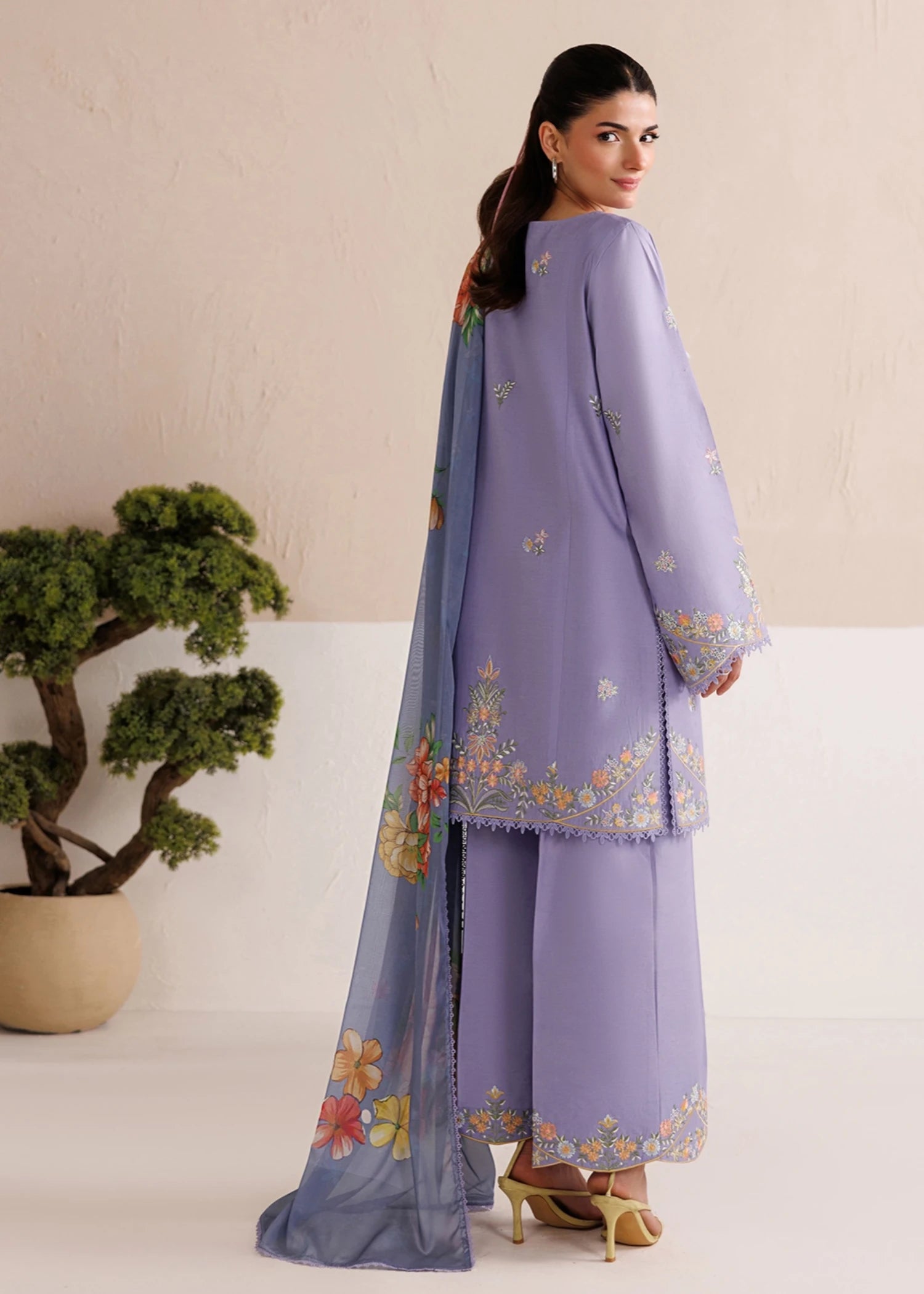 cotton Kurta Set in Lavender
