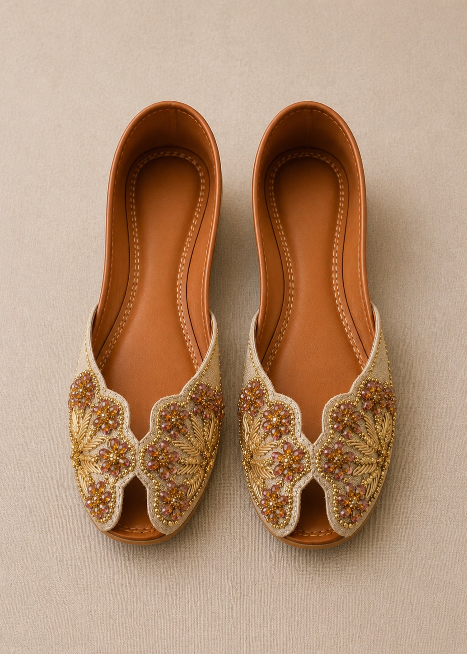 Khussa in Champagne by - High Quality Women Khussa BRO0162