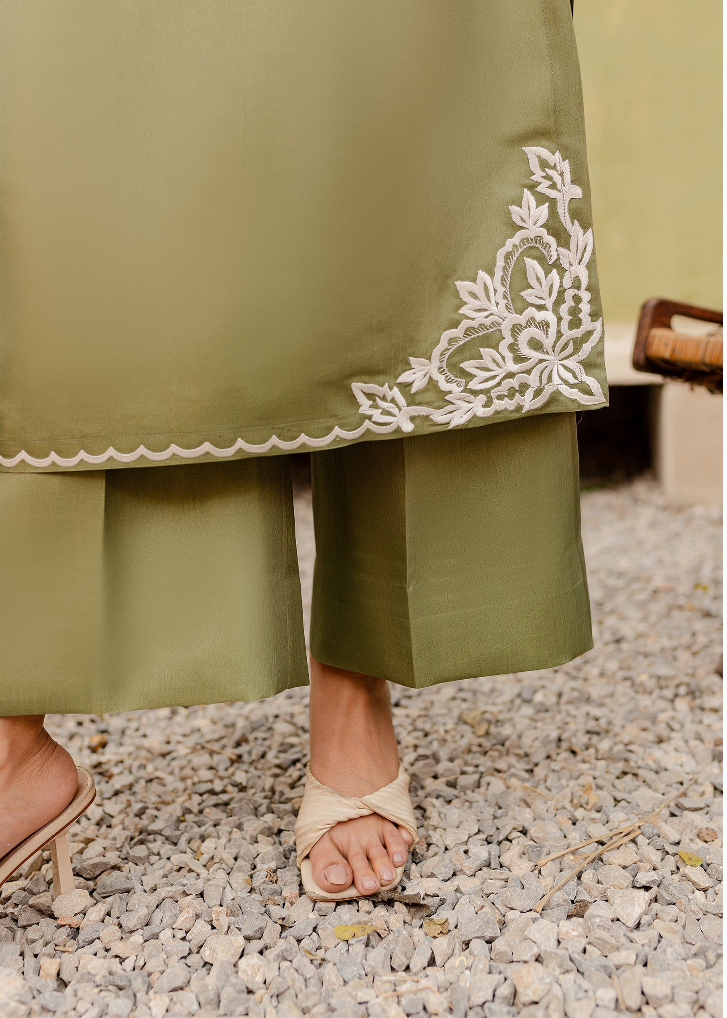 kattan silk Kurta Set in Sage green