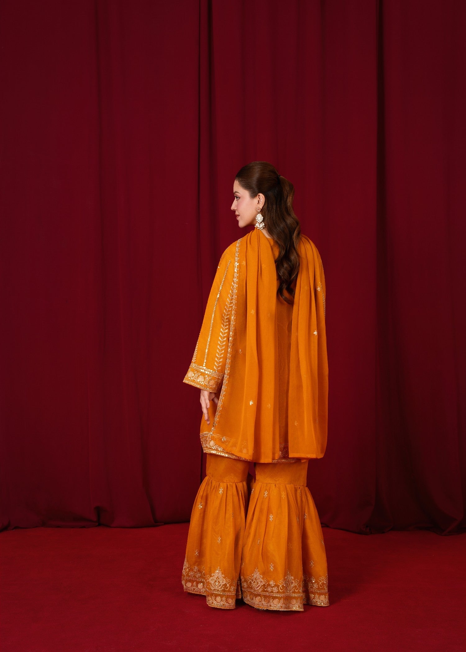 chiffon Gharara in Orange