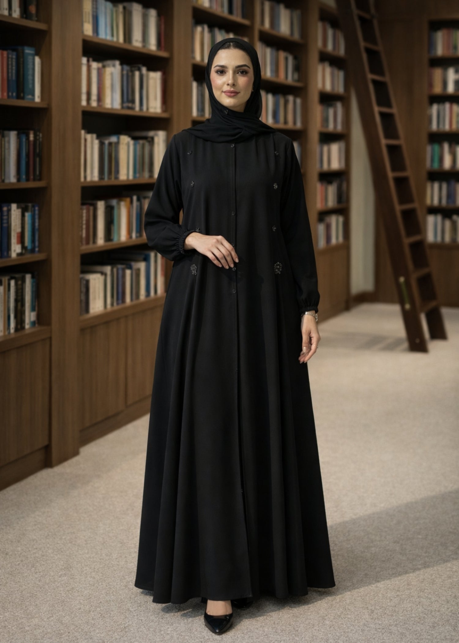nidha Abaya in Deep black