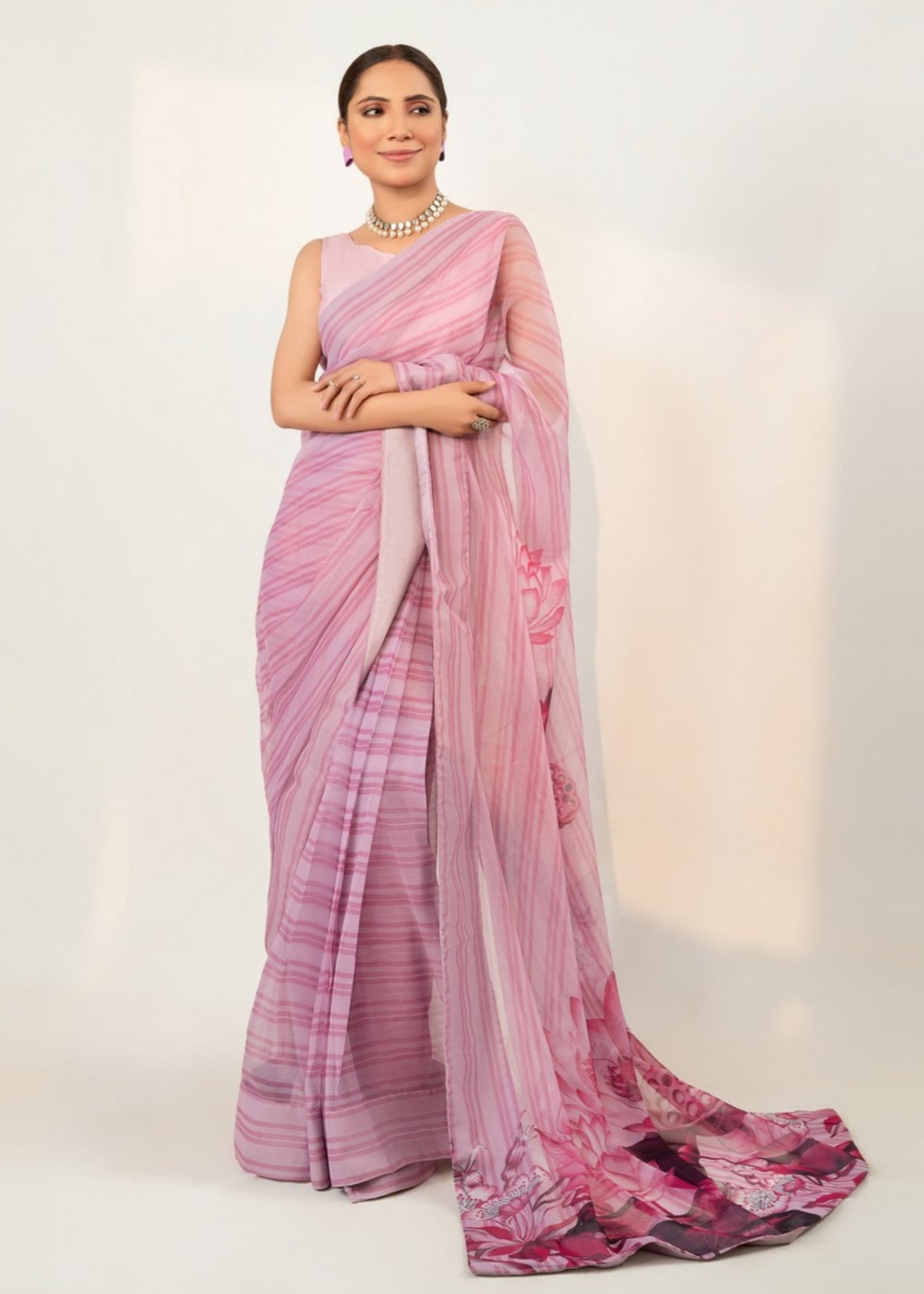 raw silk Saree in Lilac