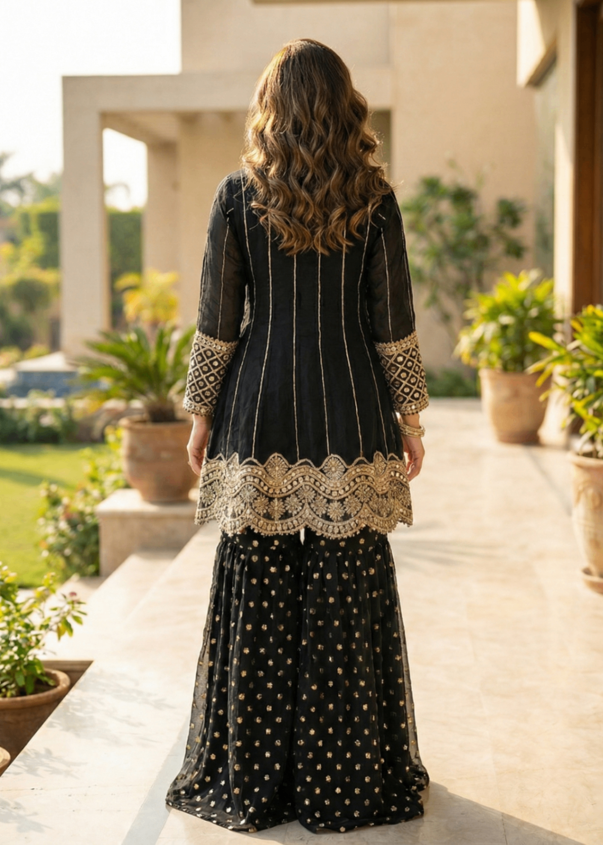 net Gharara in Black
