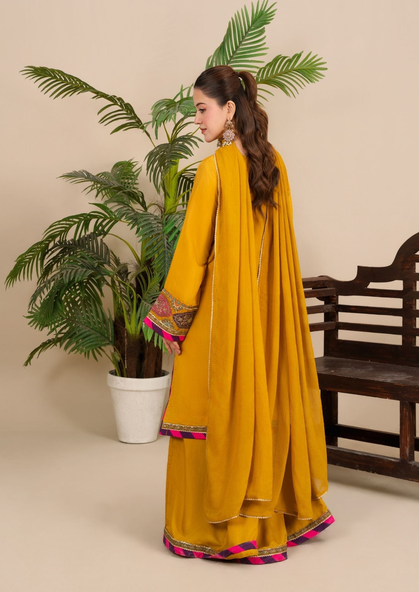 viscose thai silk Sharara in Mari gold