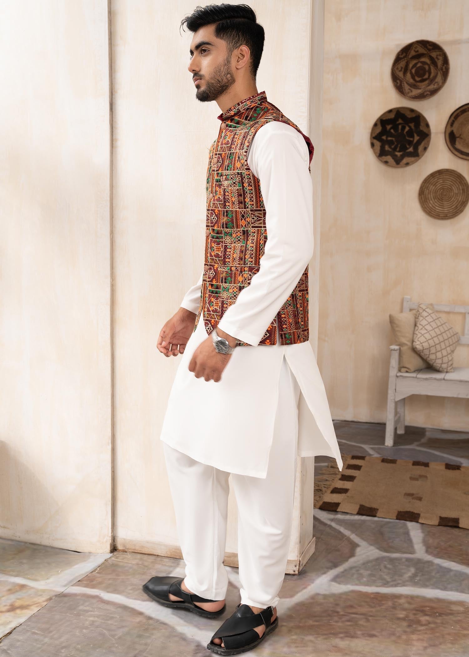 crepe Waistcoat in Multi