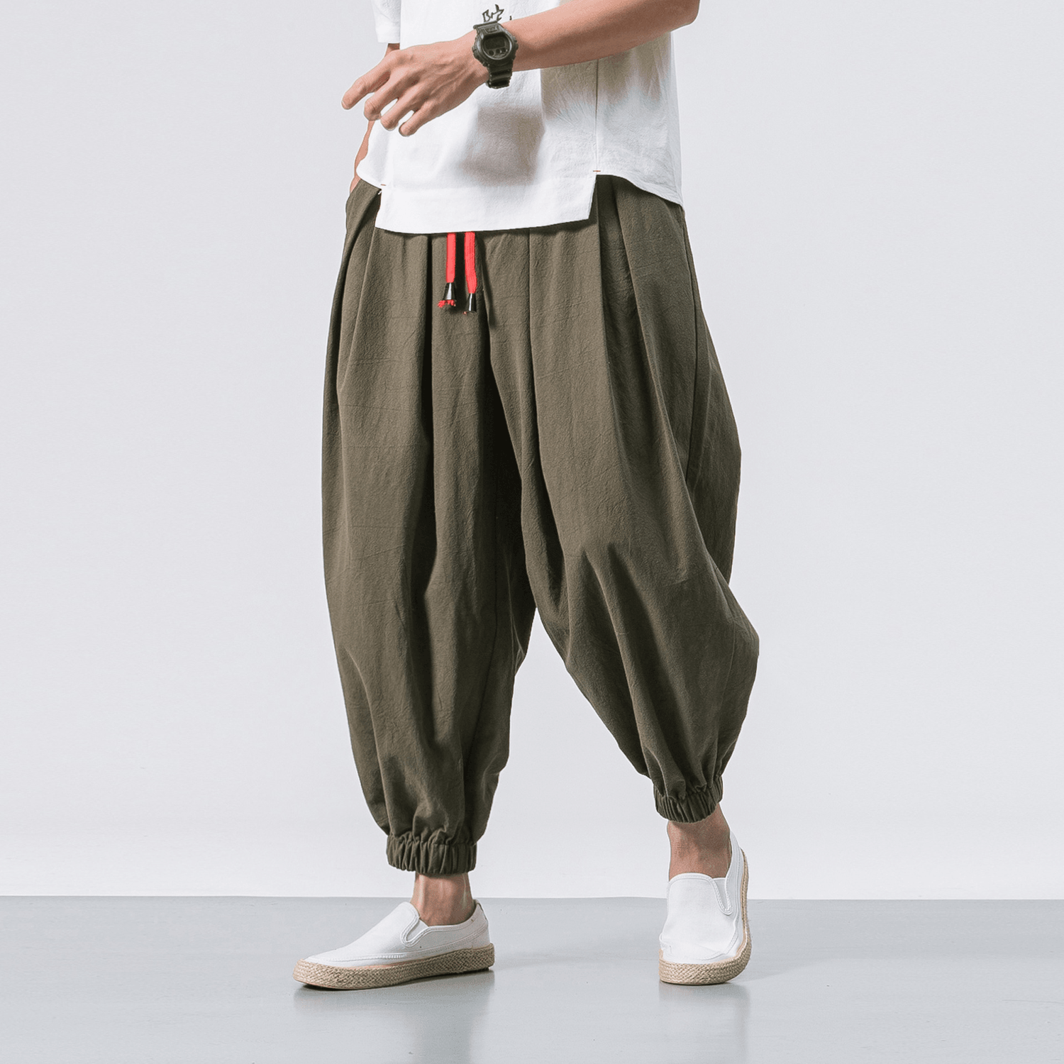Four Seasons Cotton and Linen Trousers Loose Hanging Gear Men Flying Squirrel Pants Men