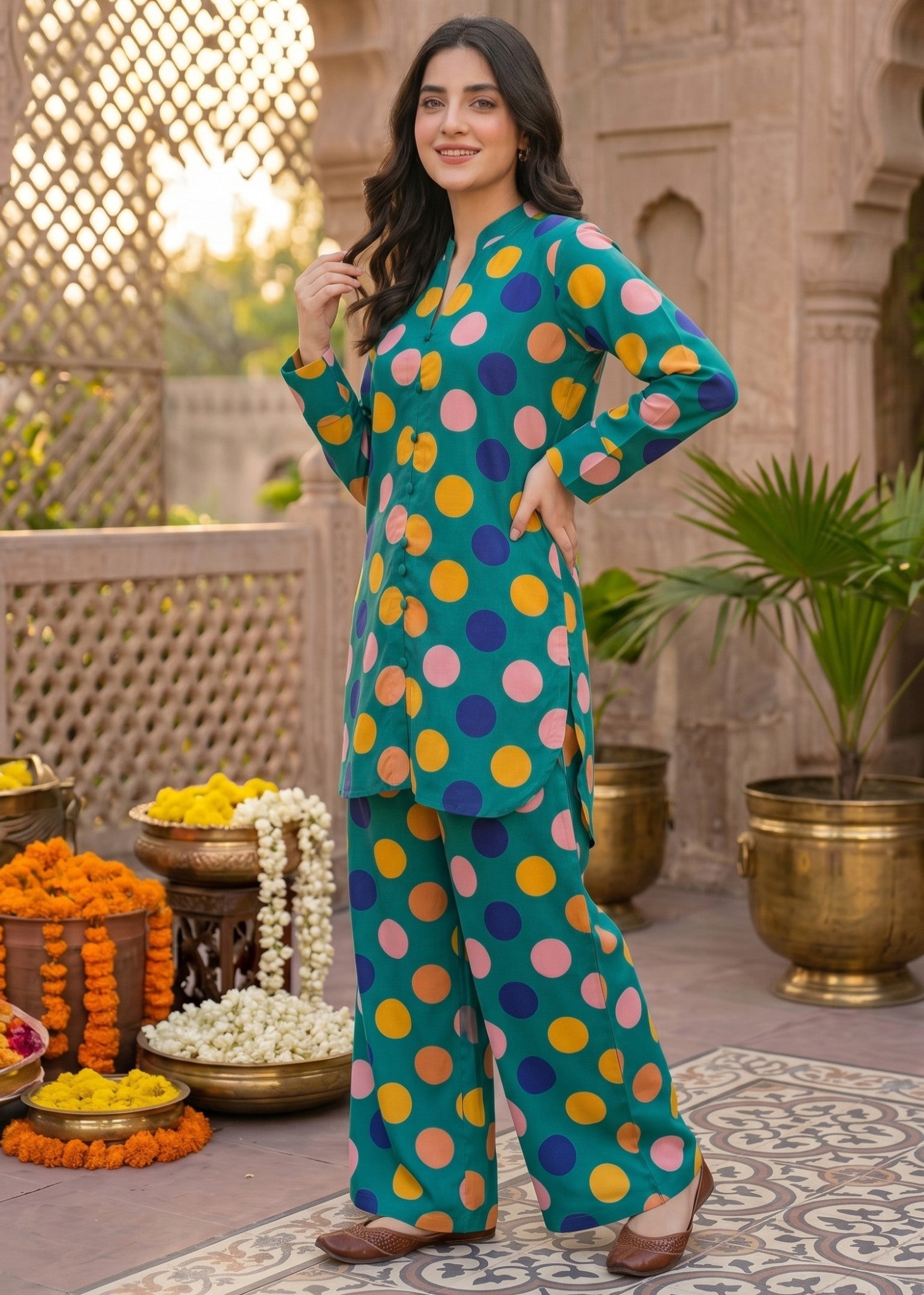 georgette Co ord Sets in Green