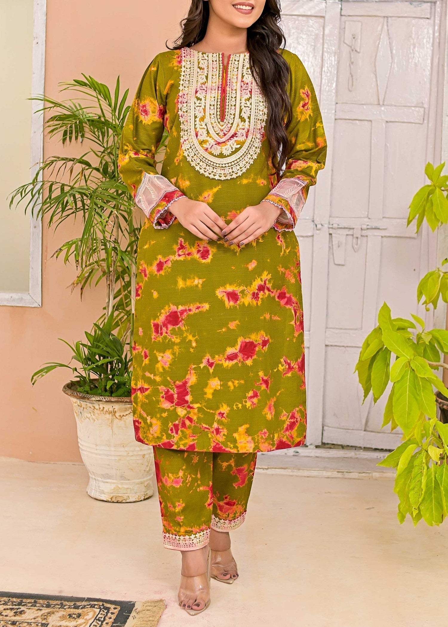 khaddar Co Ord Sets in Olive green