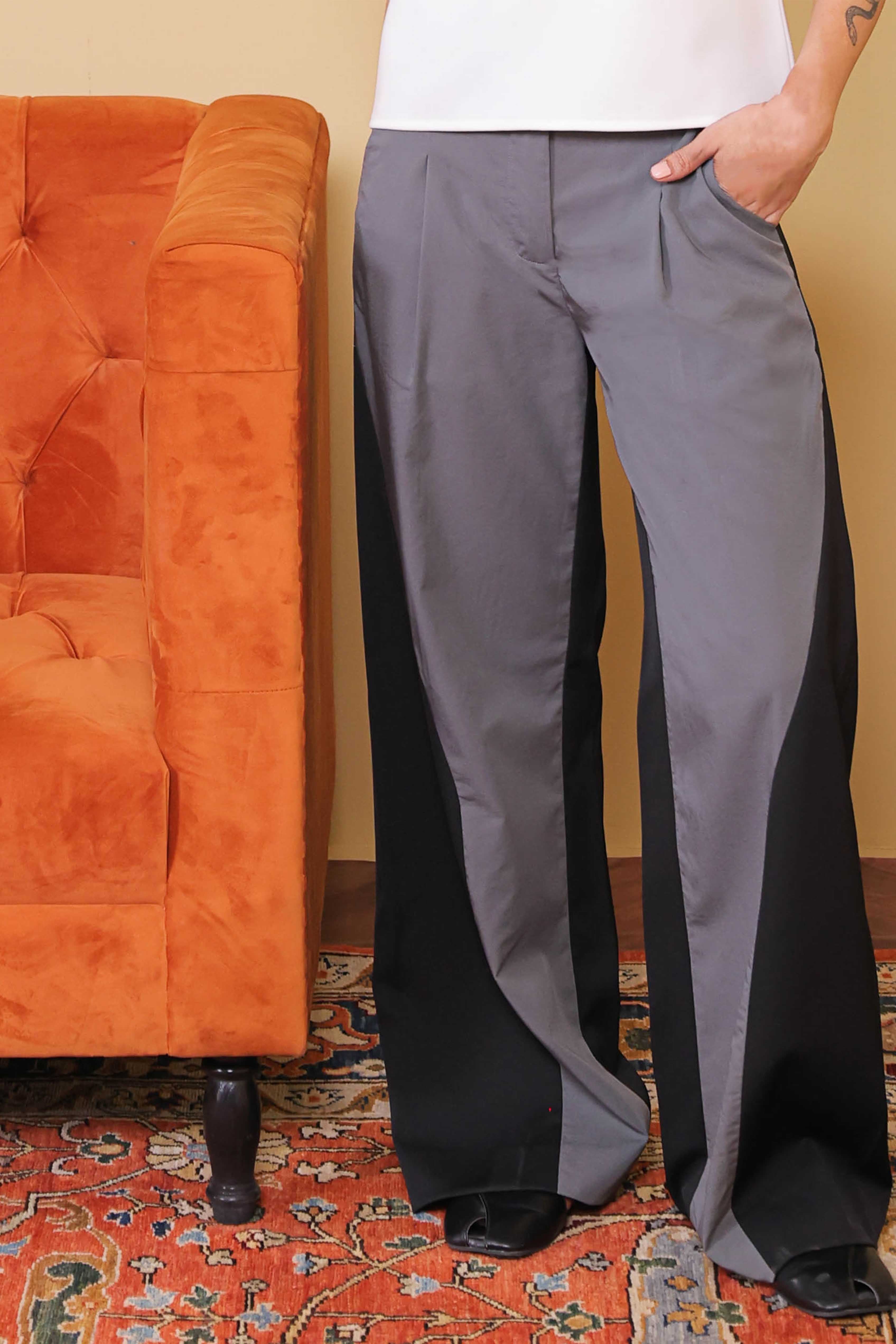 polyester Pants in Grey, black