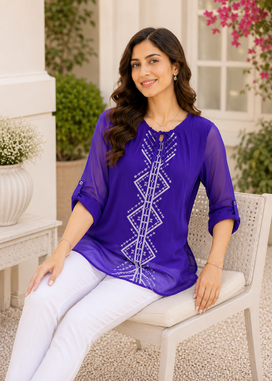 polyester chiffon Top in Purple heart