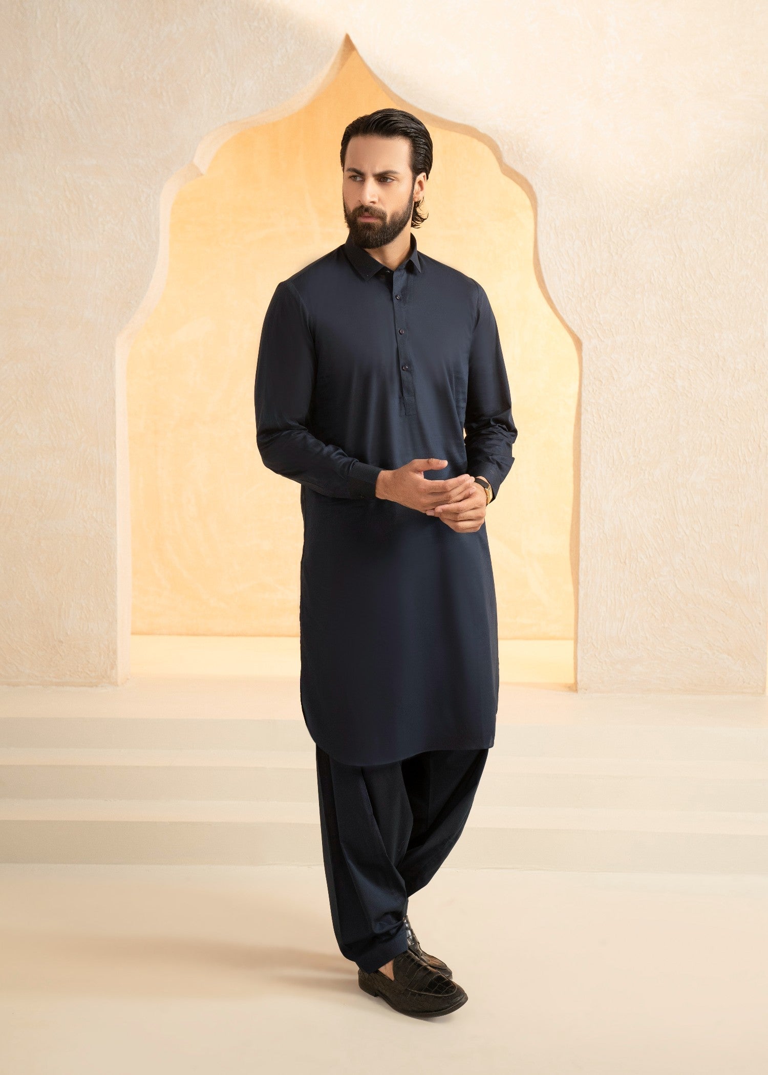 viscose Shalwar Kameez in Navy blue
