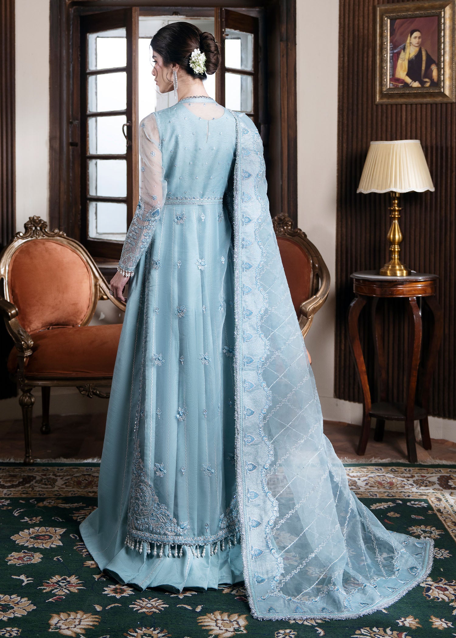 organza Gown in Ice blue
