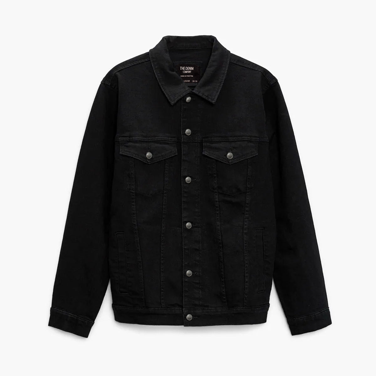 stretch denim Jacket in Jet black
