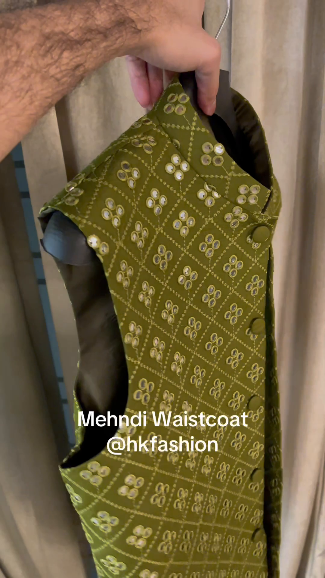 raw silk Waistcoat in Green by HK Fashion