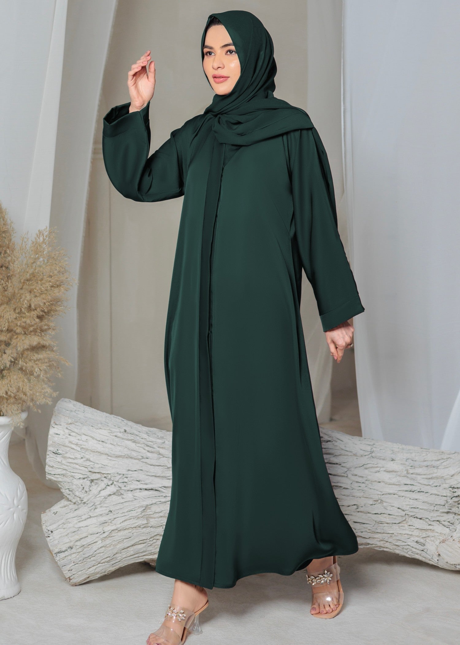 georgette Abaya in Bottle green