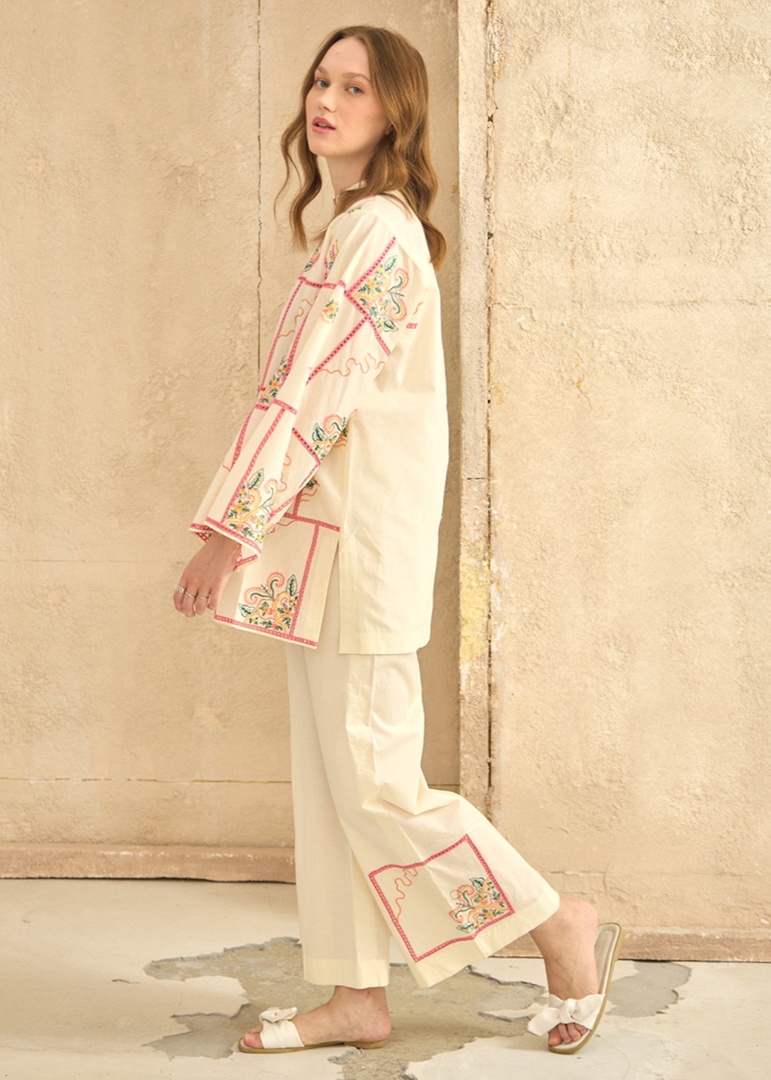 cambric cotton Co Ord Sets in Cream