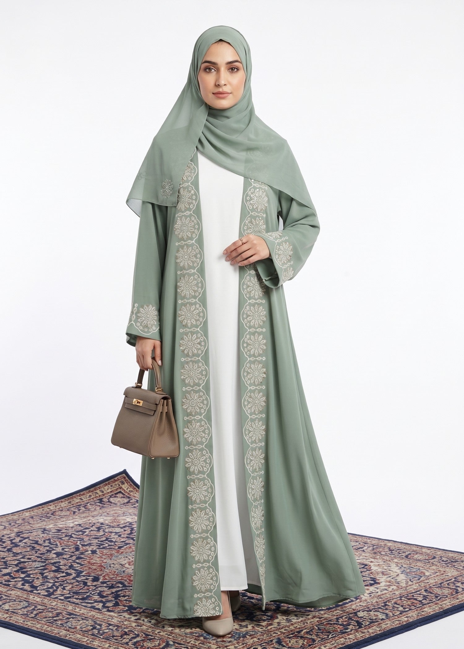 nidha blend Abaya in Sage green