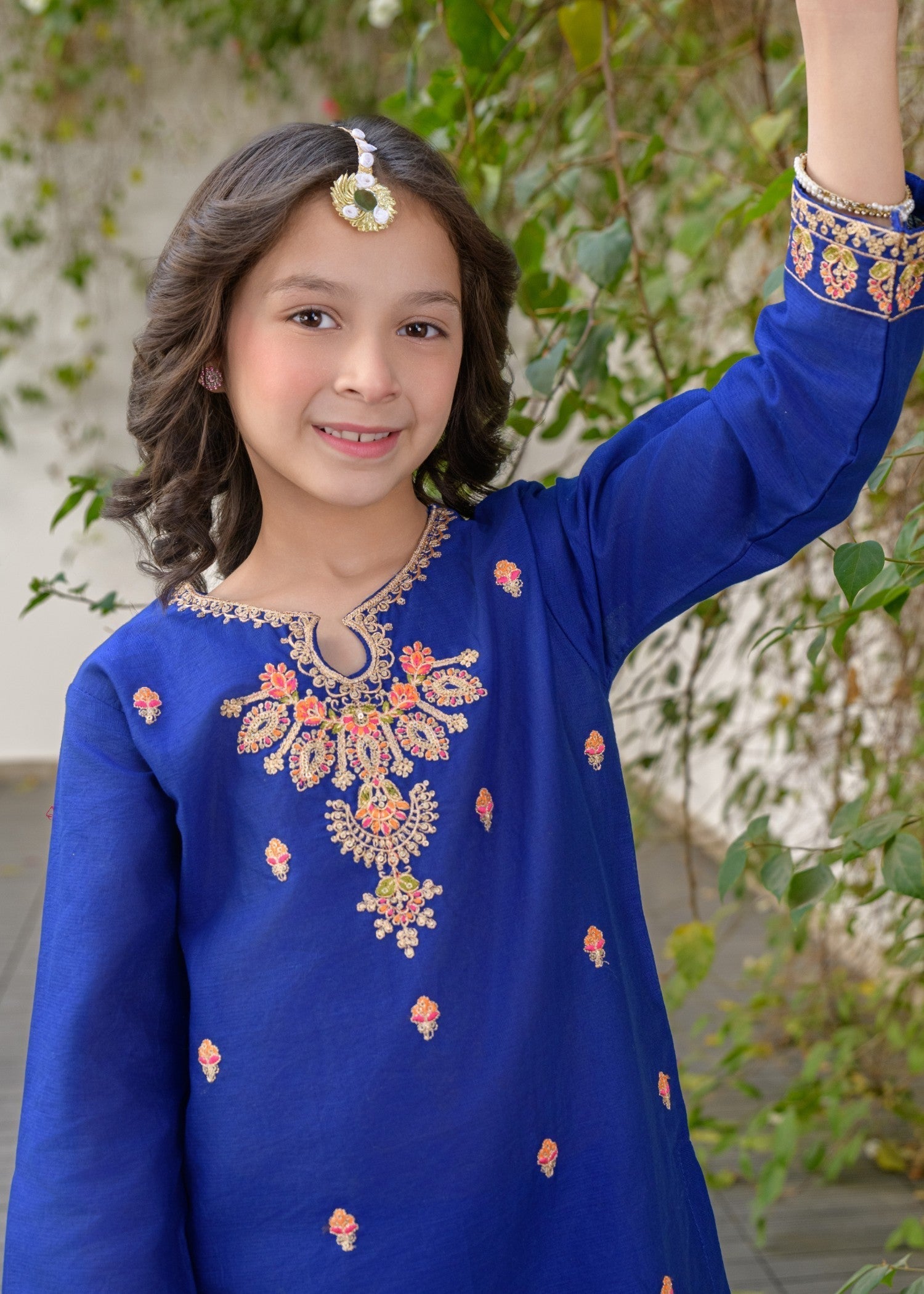 lawn Gharara in Royal blue