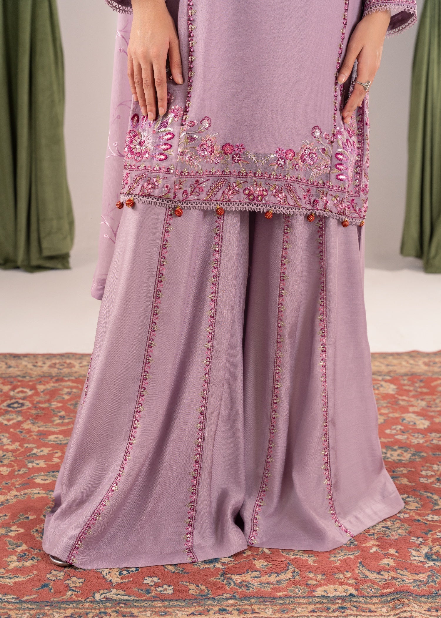 crinkle chiffon Sharara in Mauve
