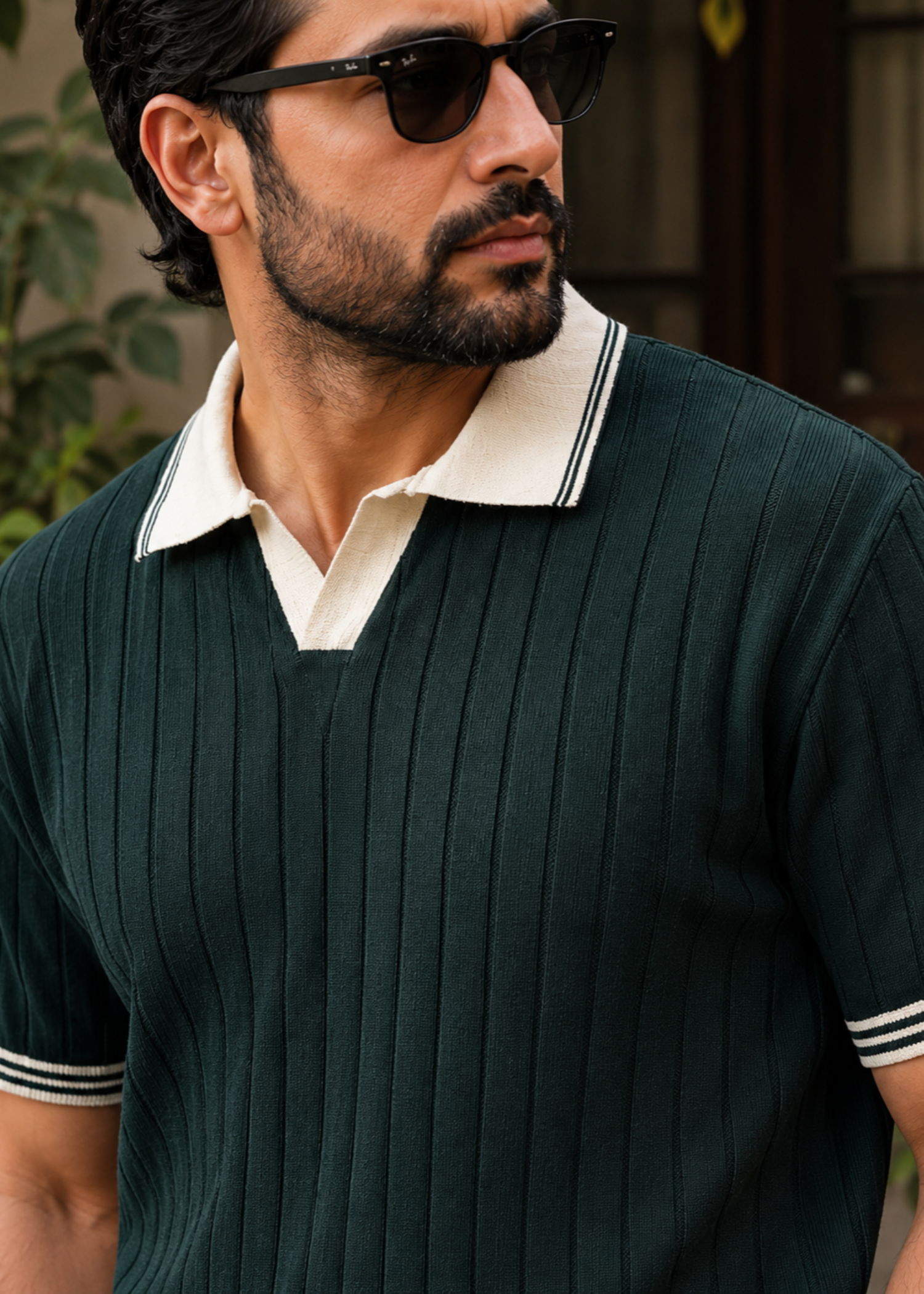 cotton jersey Polo Shirt in Forest green