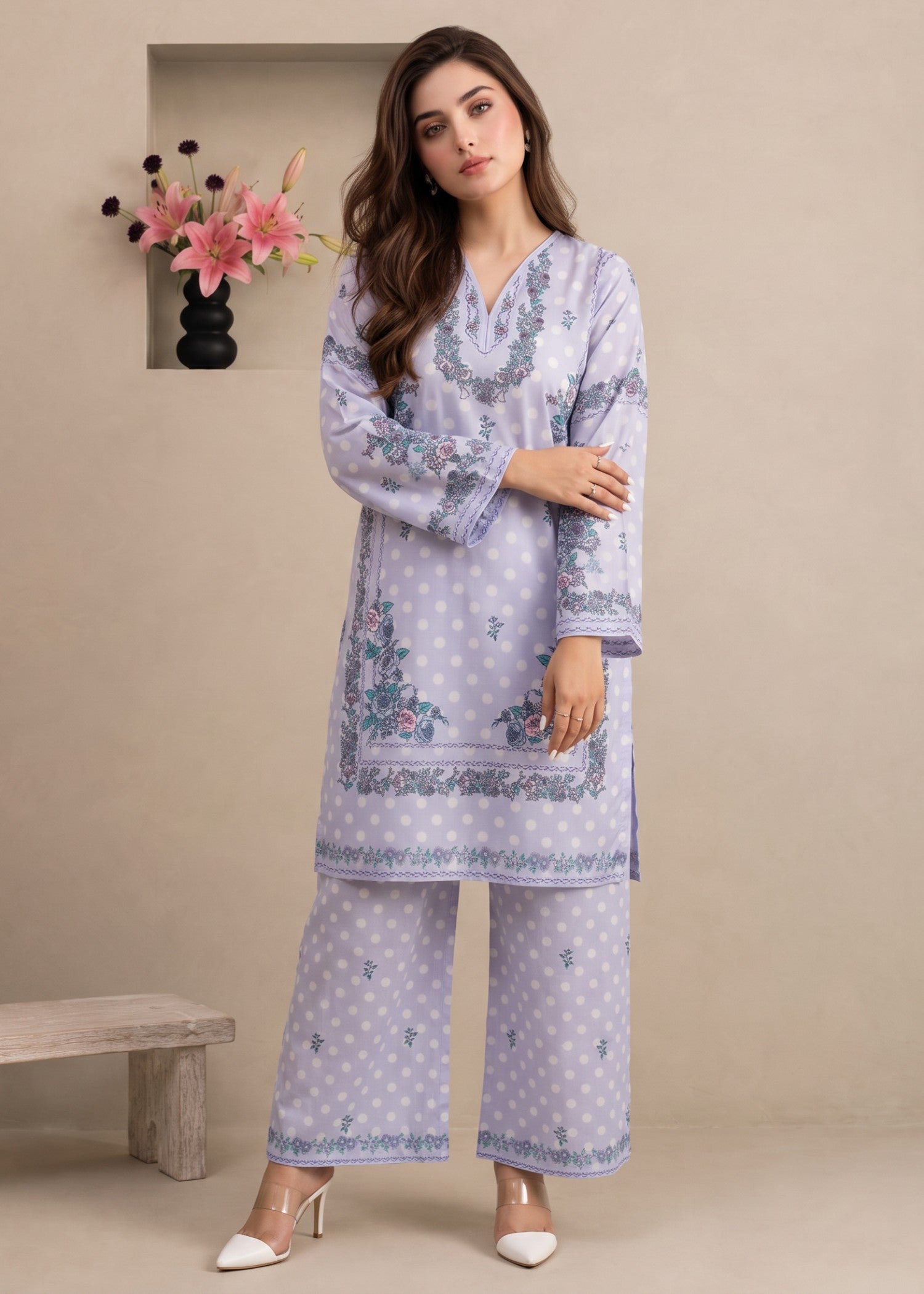 polyester crepe Co Ord Sets in Purple mountain majesty