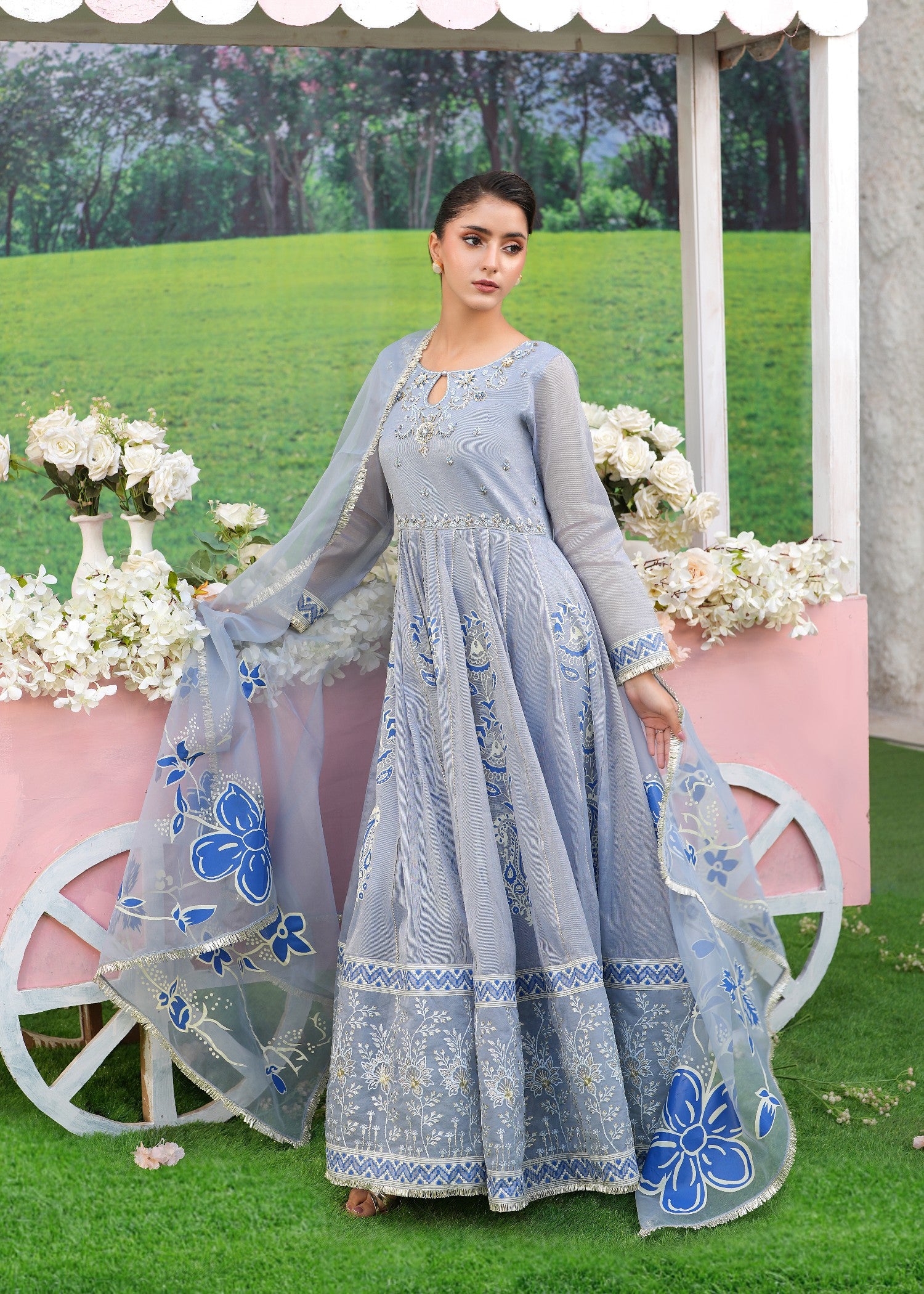 masuri Pishwas in Sky blue