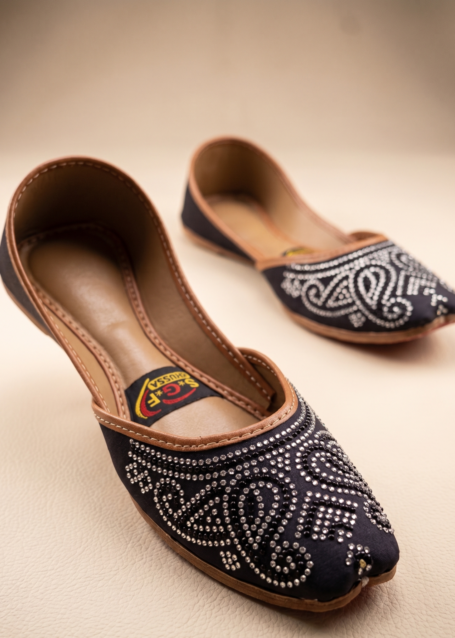 Khussa in Black by - High Quality Women Khussa FTP7008