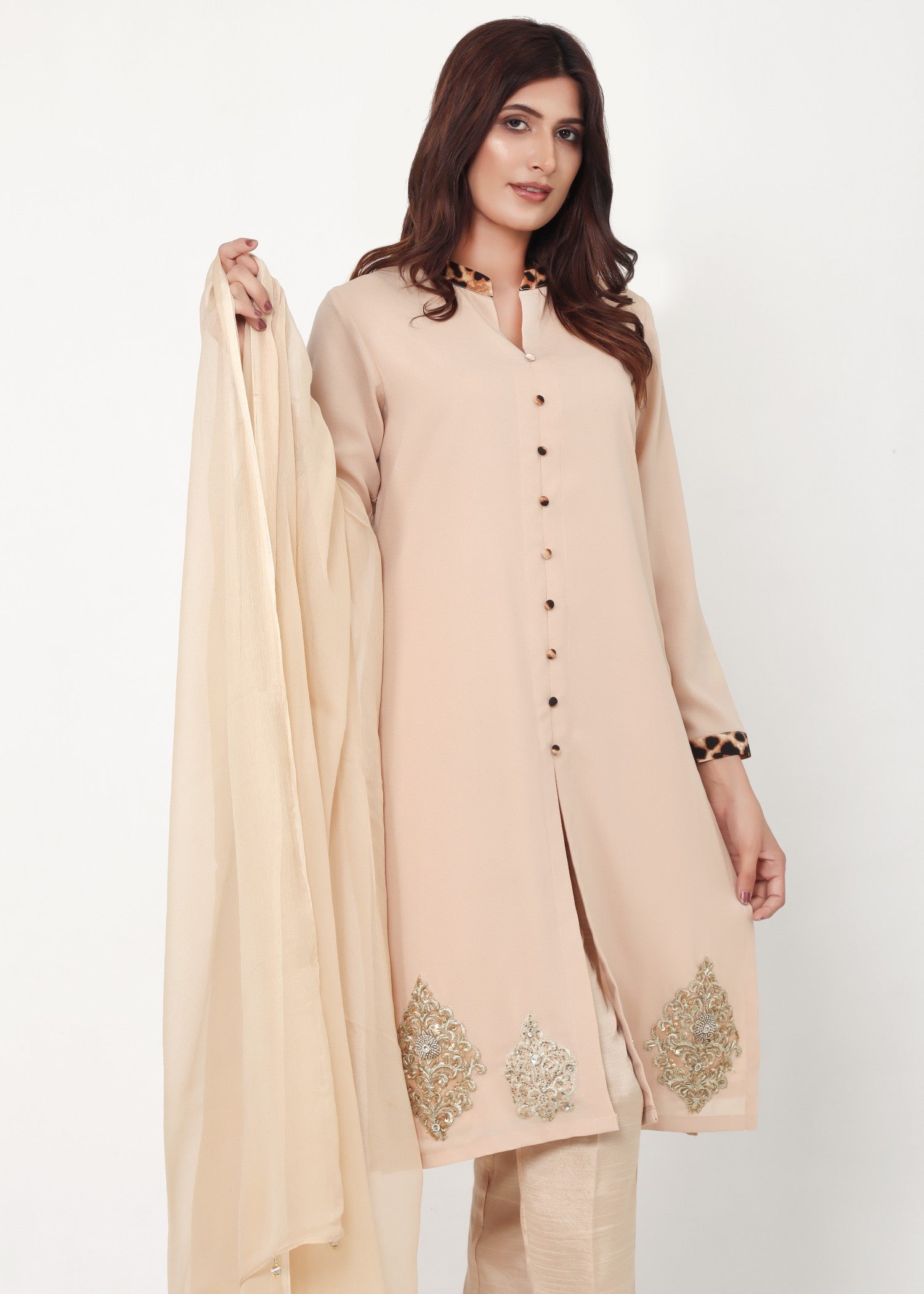 georgette Kurta Set in Beige