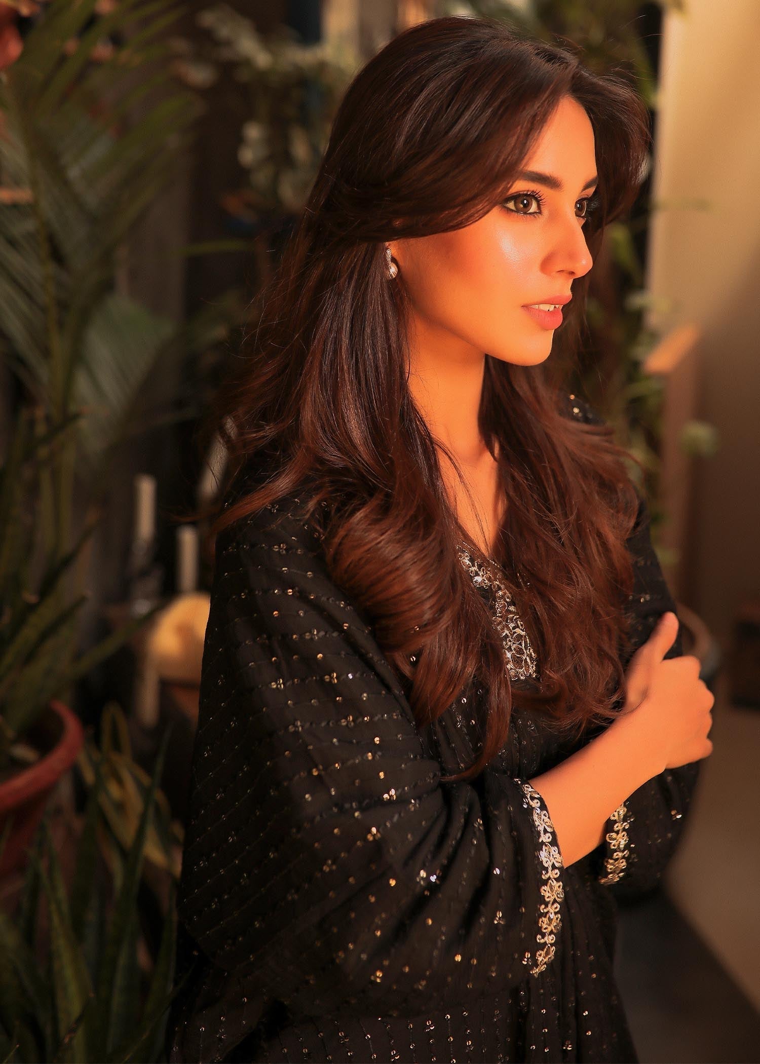 chiffon Kaftan in Black