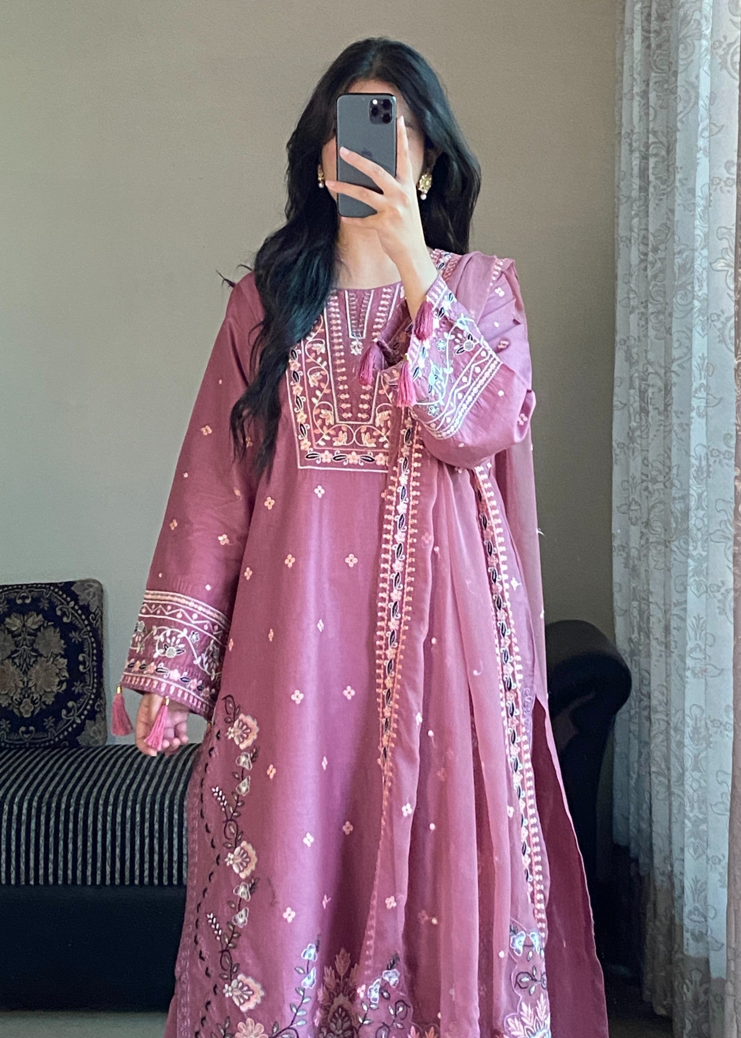 lawn Kurta Set in Pink
