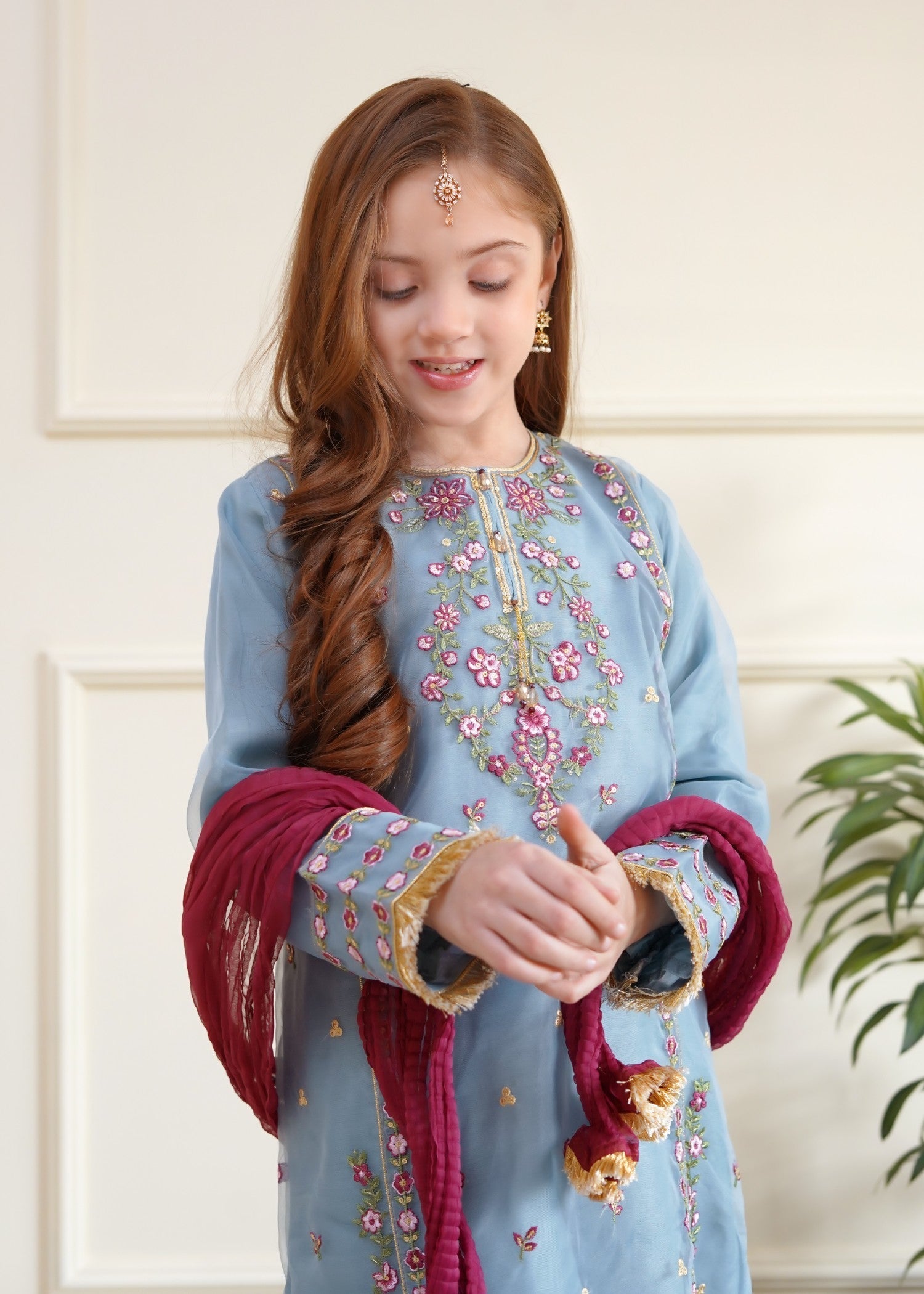 organza Kurta Set in Powder blue